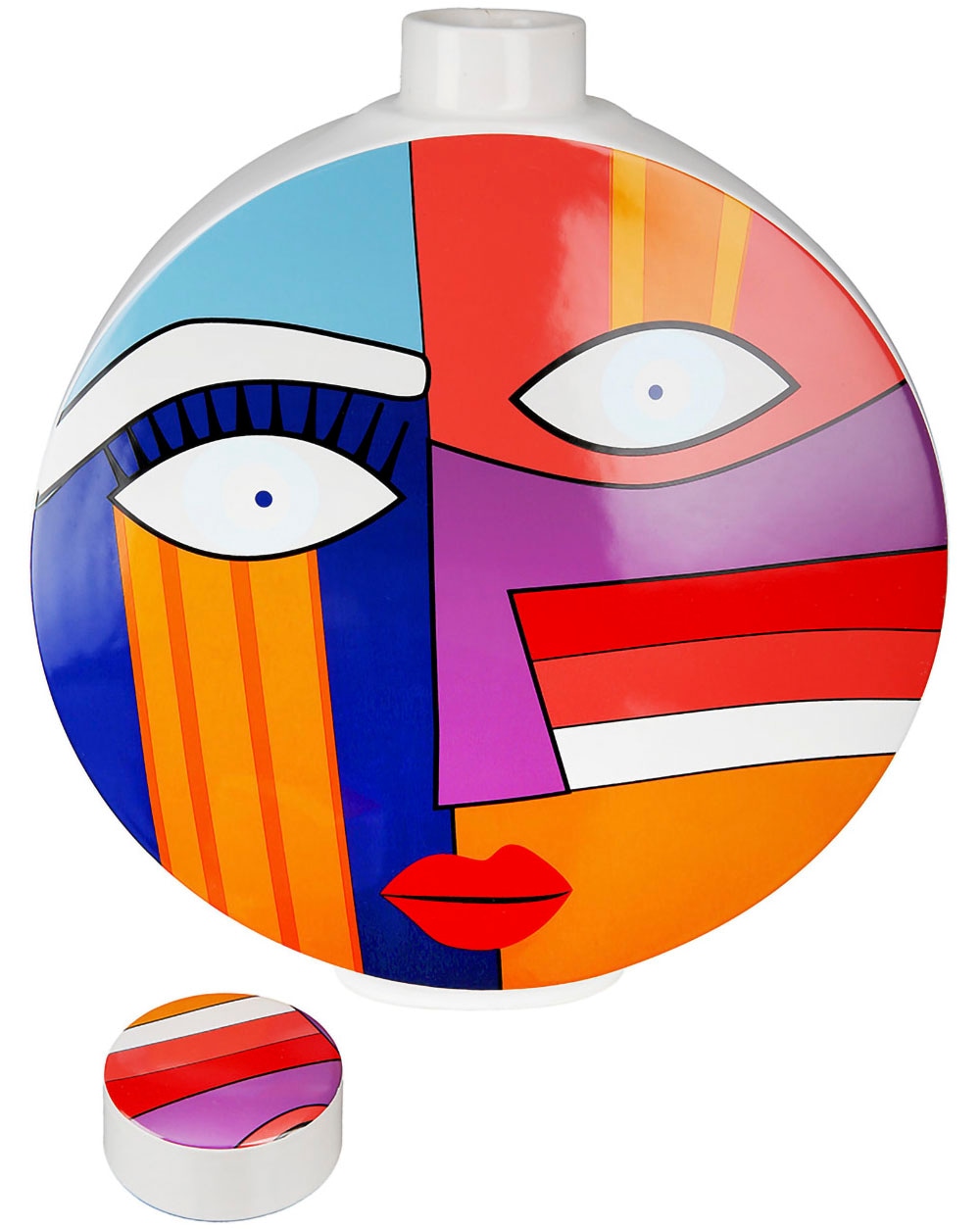 GILDE Dekovase »Deckelvase Grafic Face, Höhe ca. 34,5 cm« Dekoobjekt aus Keramik