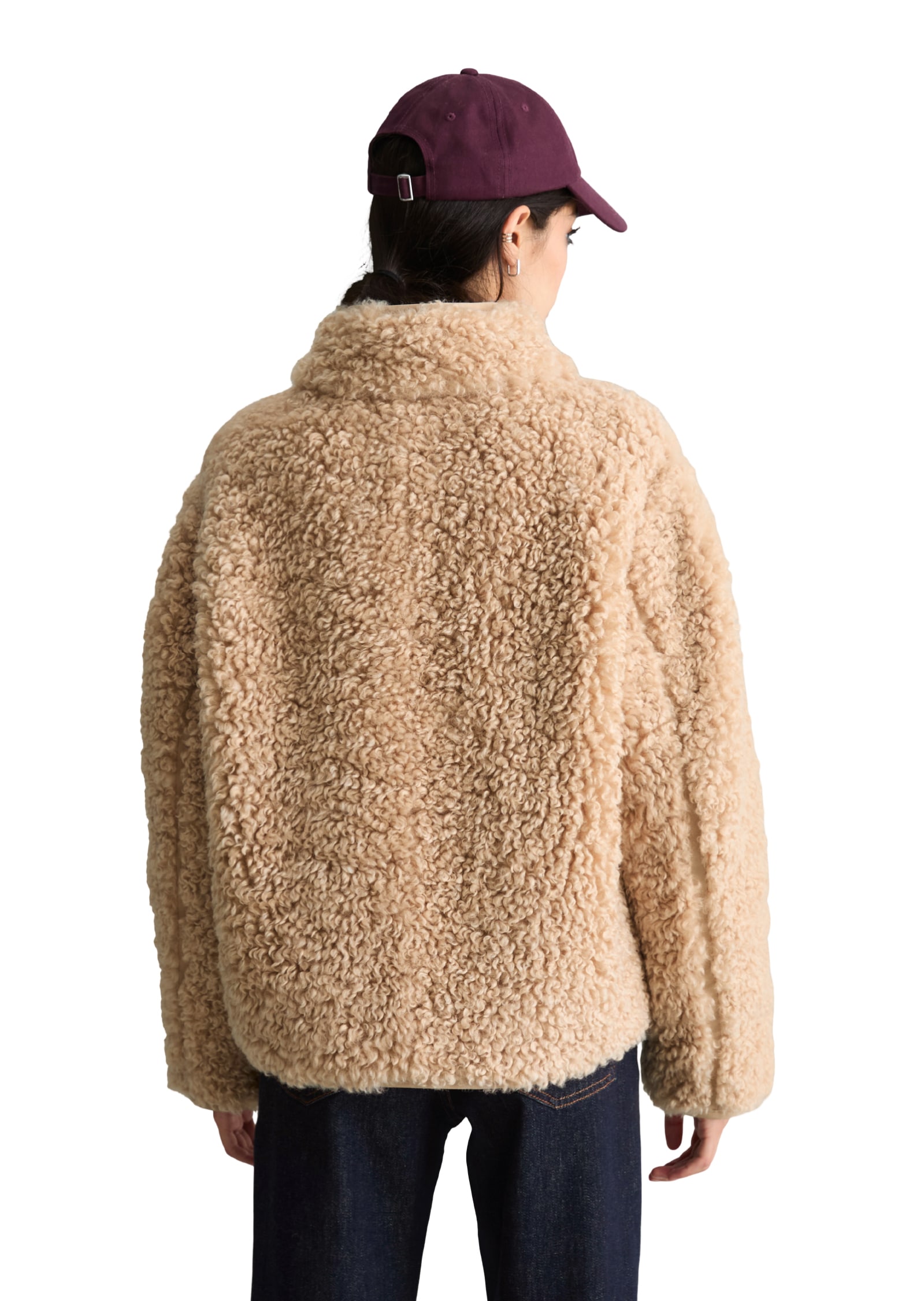 Marc O'Polo DENIM Veste en peluche en peluche bouclée douce, coupe régulière, col montant