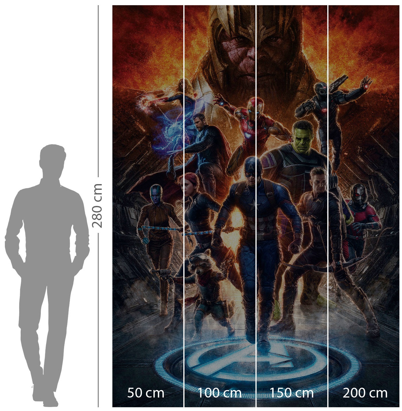 Komar Papier peint intissé »Digitaldruck Vlies -  Avengers vs Thanos - Grösse 200 x 280 cm« imprimé Kinderzimmer