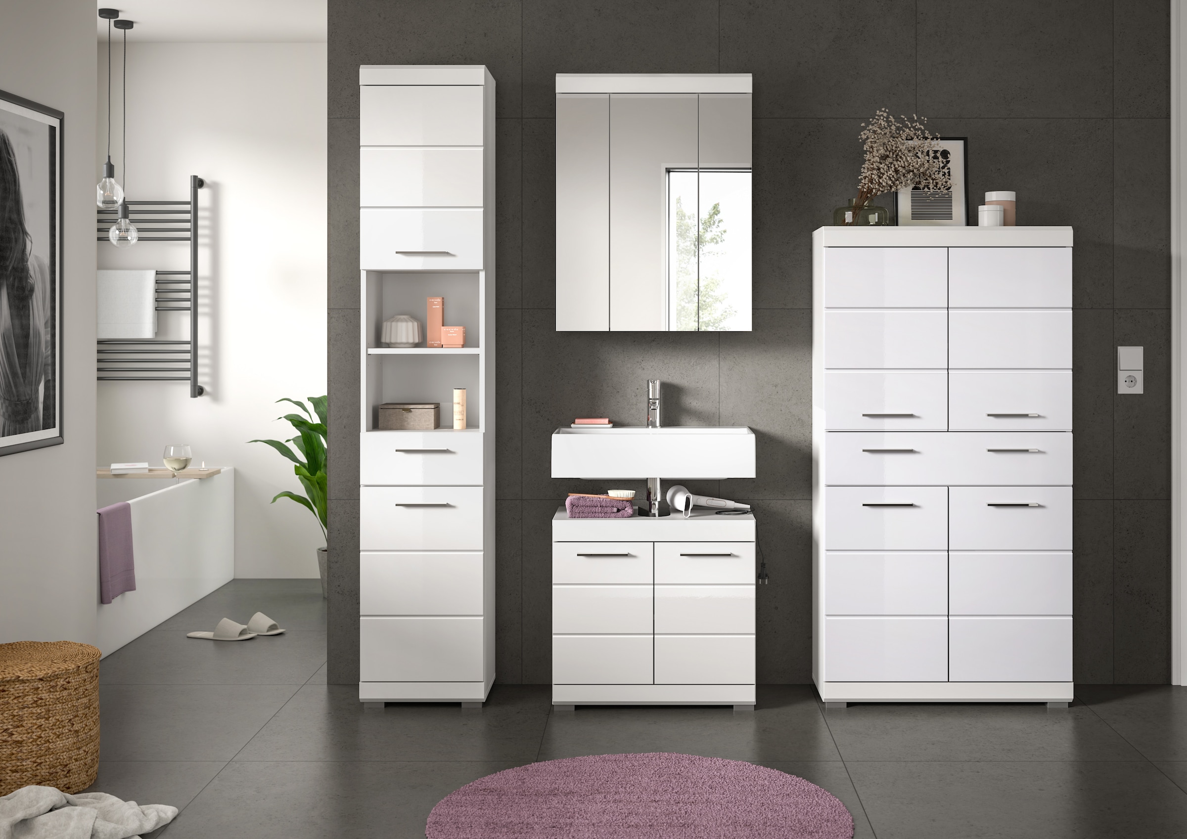 welltime Badmöbel-Set »Siena, 4 teilig, bestehend aus:« Set, TOPSELLER!, 4 Stk. tlg.