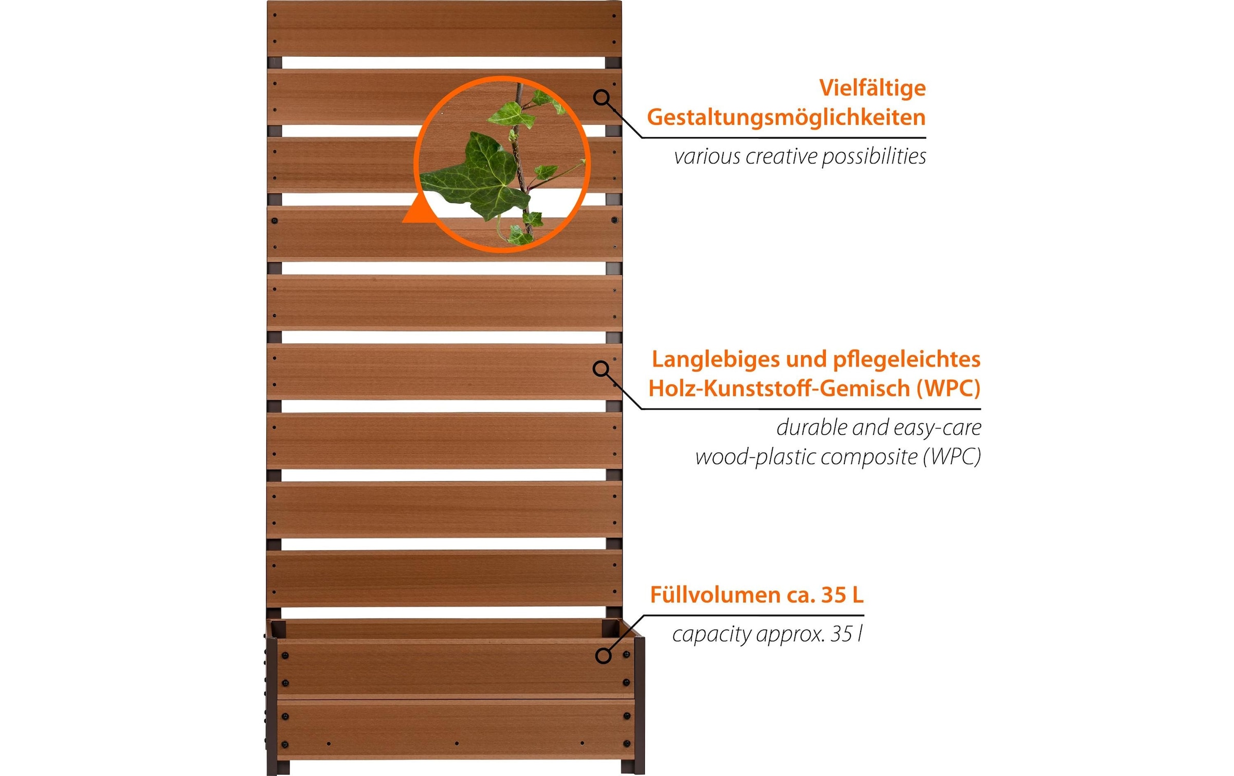 dobar Lit surélevé »Pflanzkübel mit Rankgitter aus WPC«