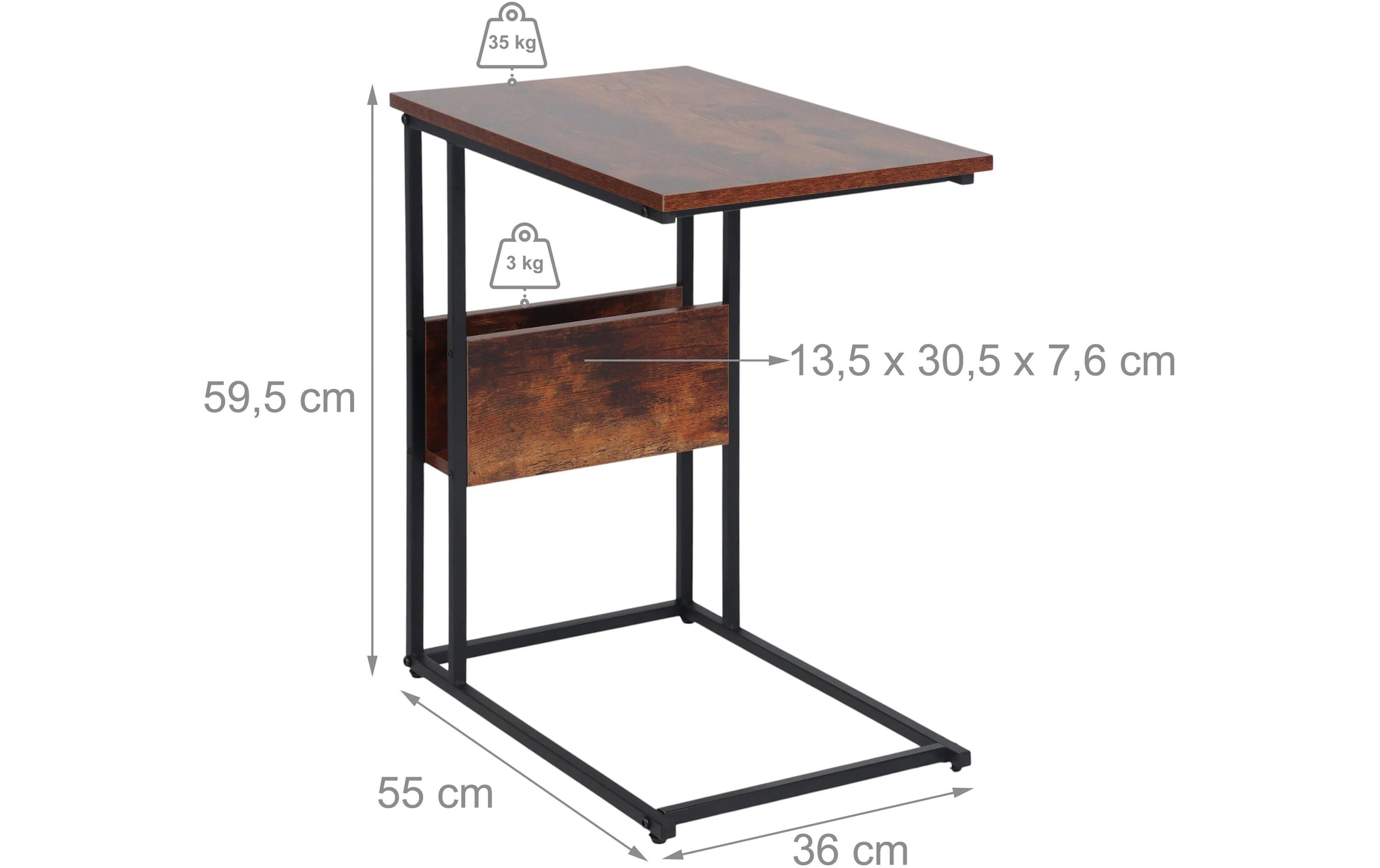 relaxdays Table d'appoint »in C-Form 60 x 55 cm«