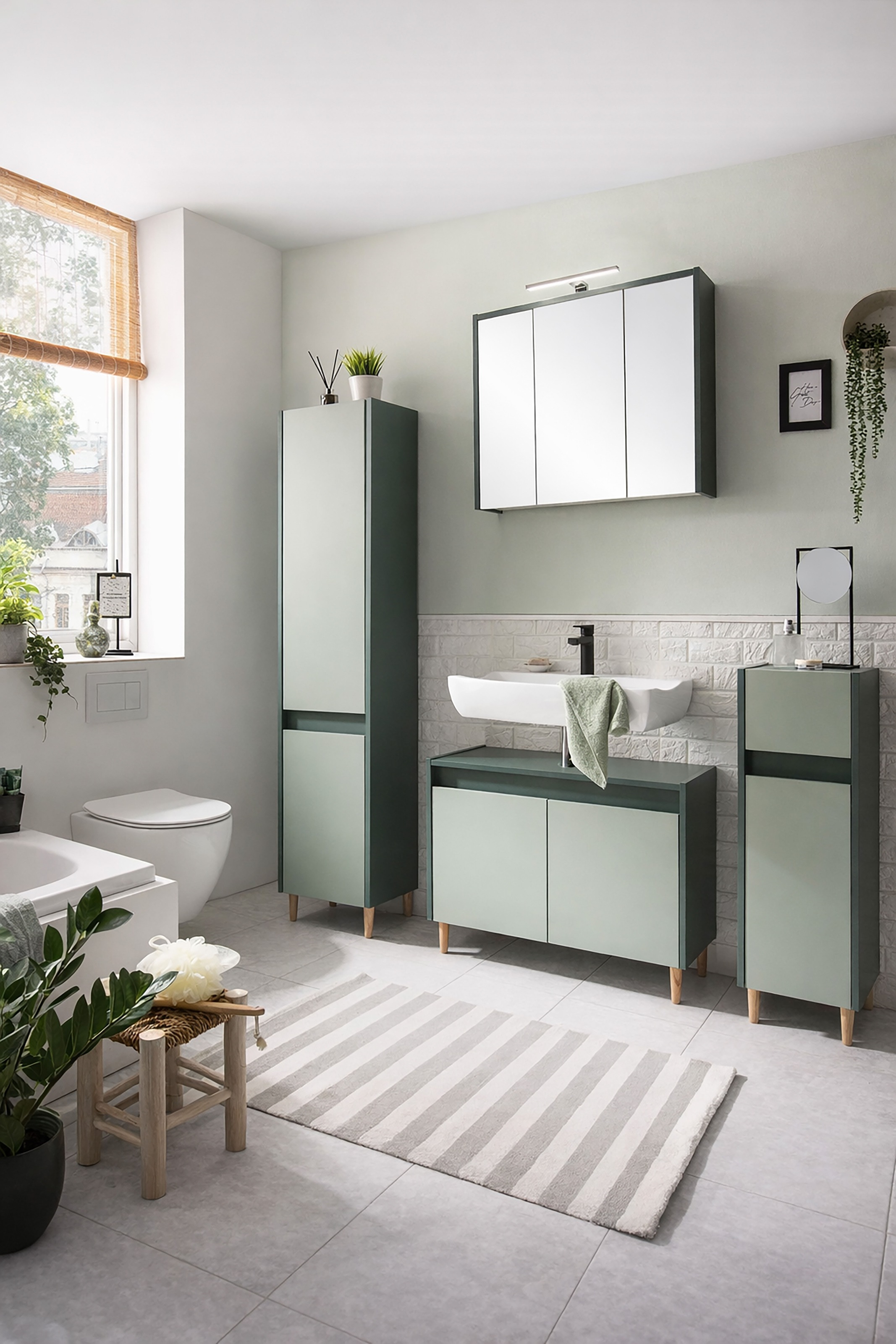 welltime Armoire basse »Lovis, Breite 30 cm« Wechselbarer Türanschlag, Möbelfüsse aus Massivholz