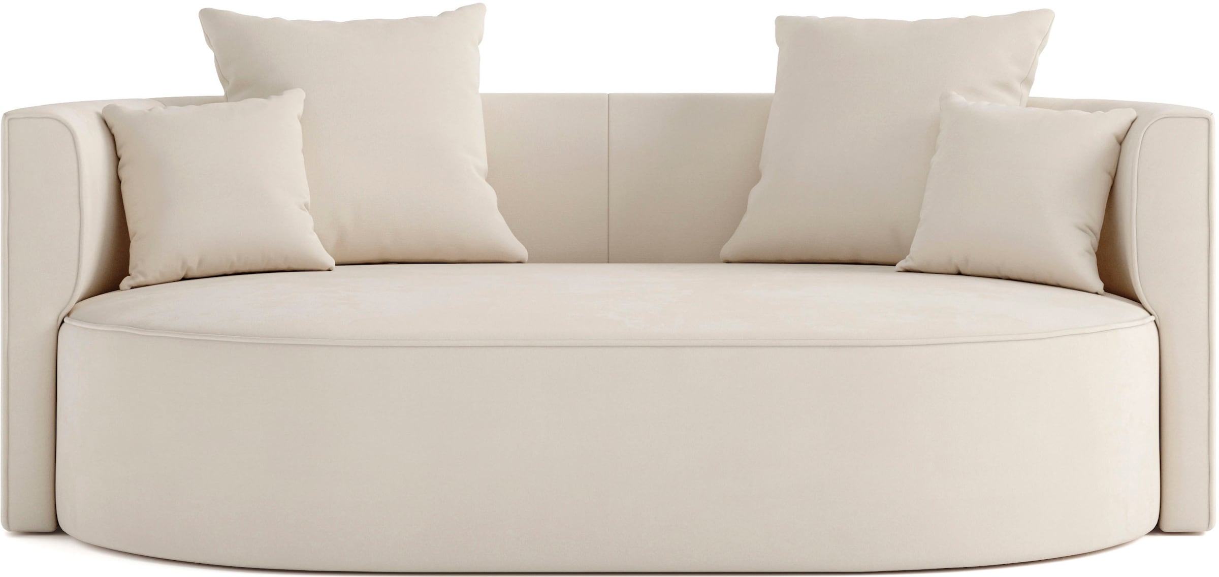 LeGer Home by Lena Gercke 2,5-Sitzer »ISALIE, rundes Loungesofa, mit Kissen, perfekt gepolstert« moderne Stoffe, mit 4 Zierkissen, extra grosse Sitzfläche