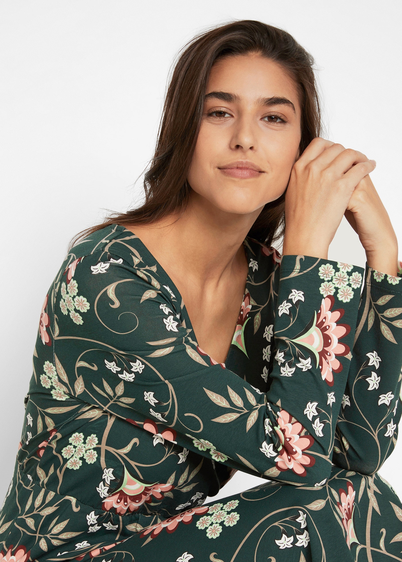 bonprix Jerseykleid »Baumwoll-Jerseykleid in Wickeloptik« für Alltag, aus Baumwolle und Elasthan, mit Wickeloptik