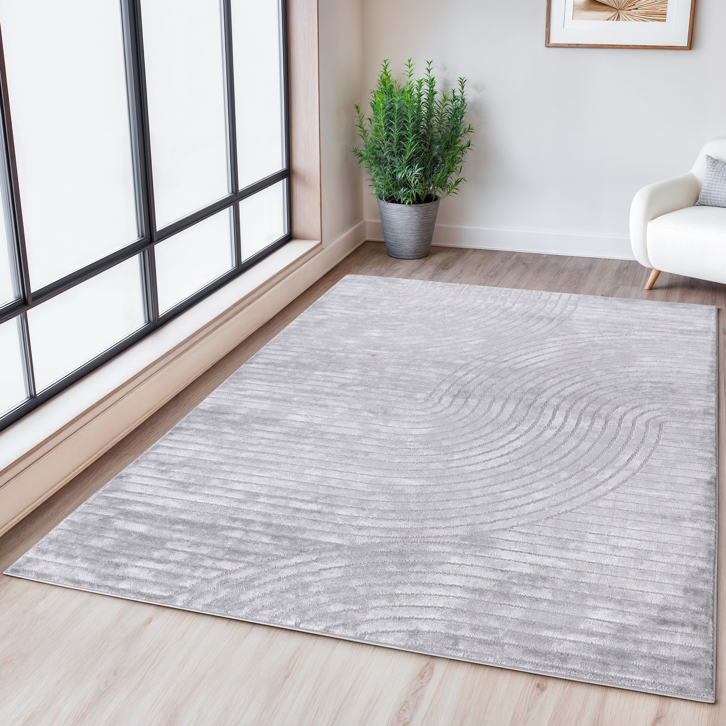 GOODproduct Teppich »Luvu, mit Hoch-Tief-Struktur« rechteckig 12 mm Höhe Modernes Design, Boho-Charme, dezenter Glanz, Wohnzimmer, Schlafzimmer