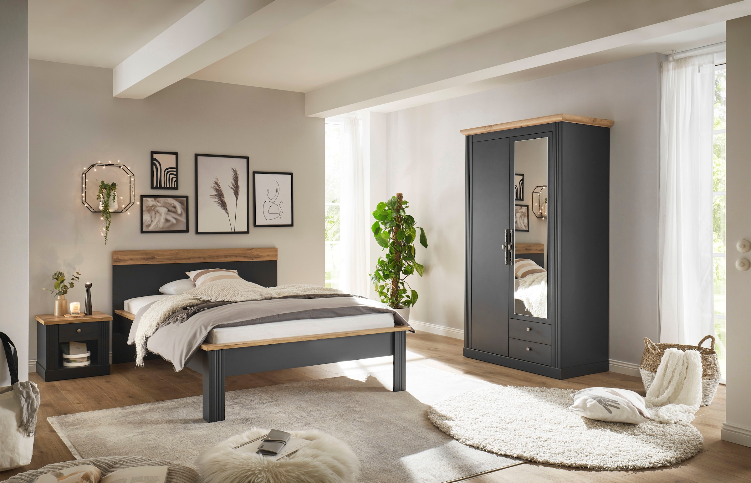 GOODproduct Schlafzimmer-Set »Westminster« beinhaltet 1 Bett, Kleiderschrank 2-türig und 1 Nachtkommode