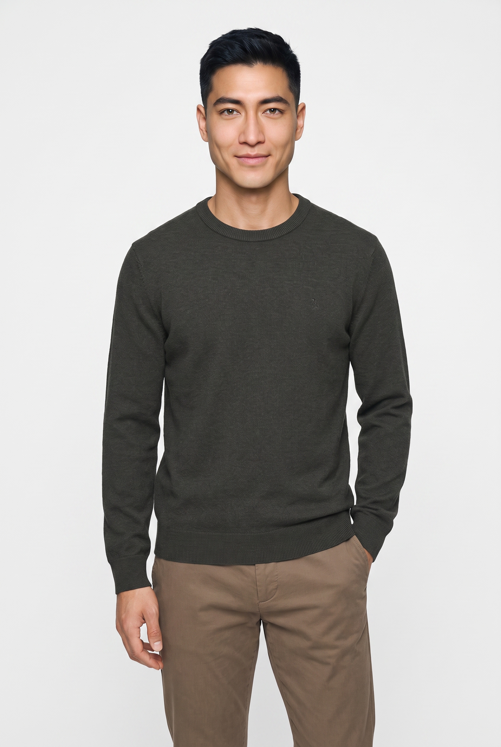 Marc O'Polo Pull à col rond regular en mélange doux de coton bio et laine vierge