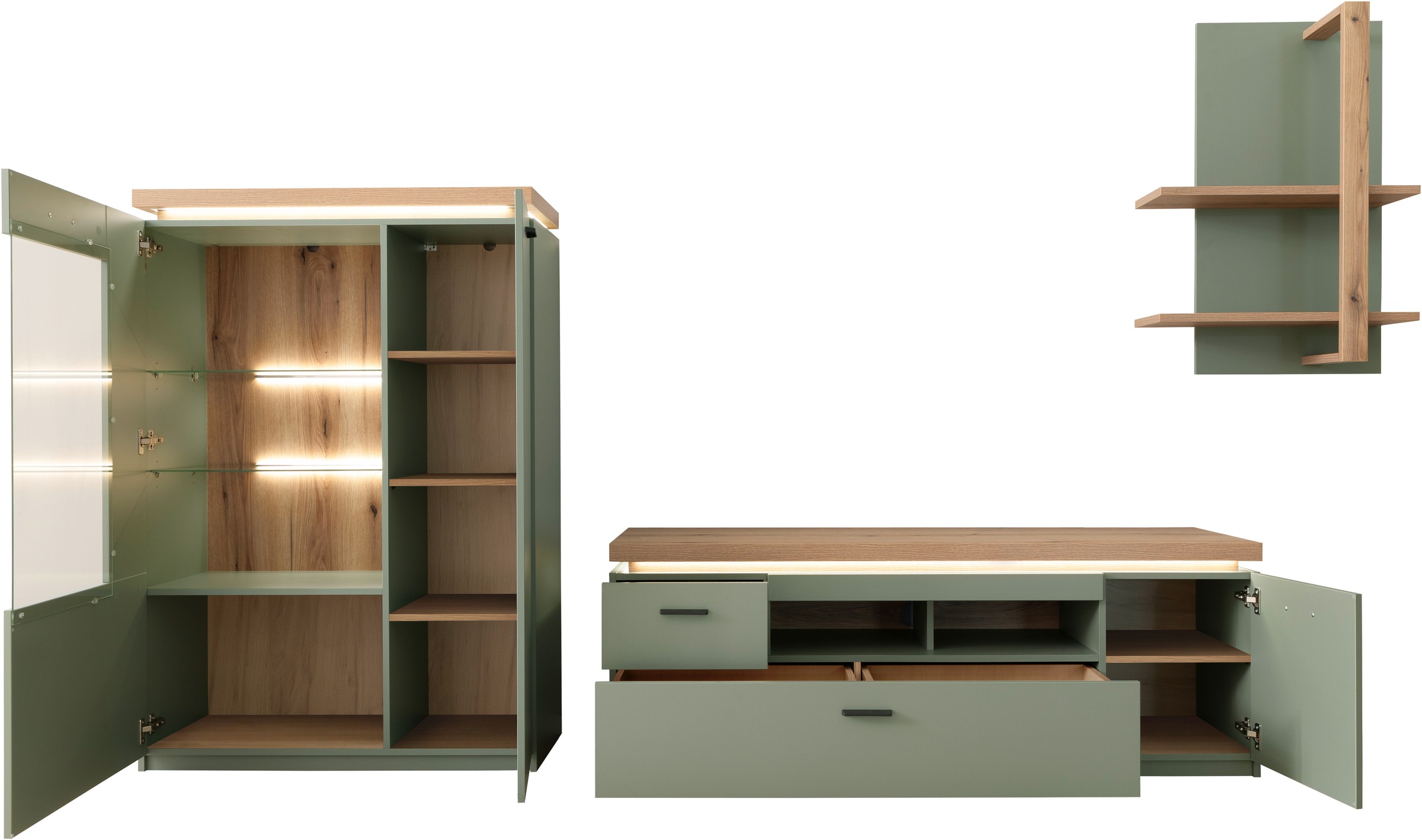 MCA furniture Wohnwand »MONIZ Wohnkomination 2« Komplett-Set, 3 Stk. tlg.