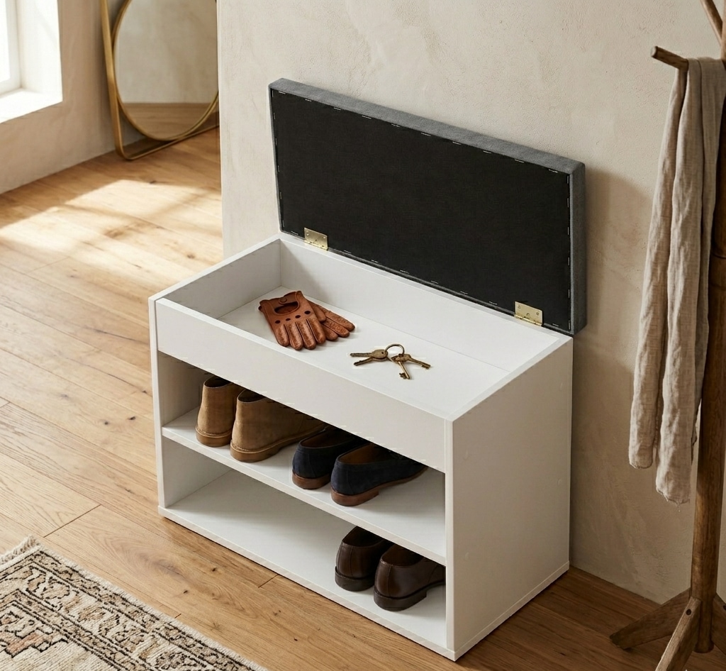 GOODproduct Schuhbank »Schuchschrank 60,  Schuhregal, Schuhtruhe, Schuhkommode, Sitzbank« Inkl. bequemem Sitzkissen mit Stauraum darunter
