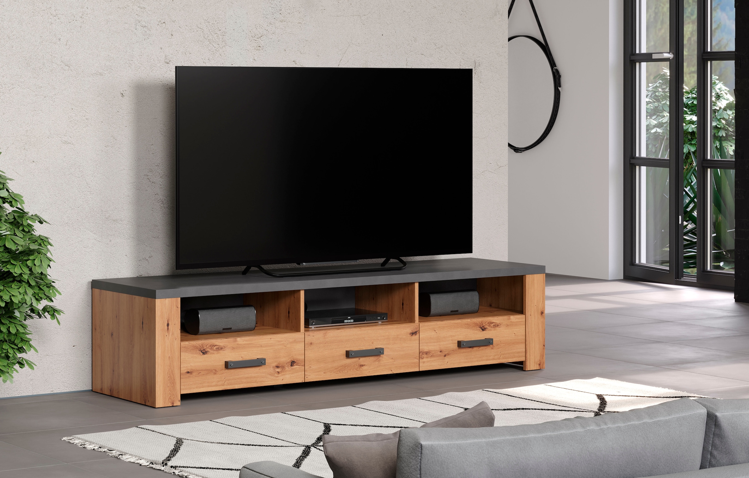 Home affaire Tableau TV »Ambres« 1 cuis tlg. TV-Board, 3 Schubkasten, 3 Fächer, Soft-Close - (B/T/H) 180/50/43 cm
