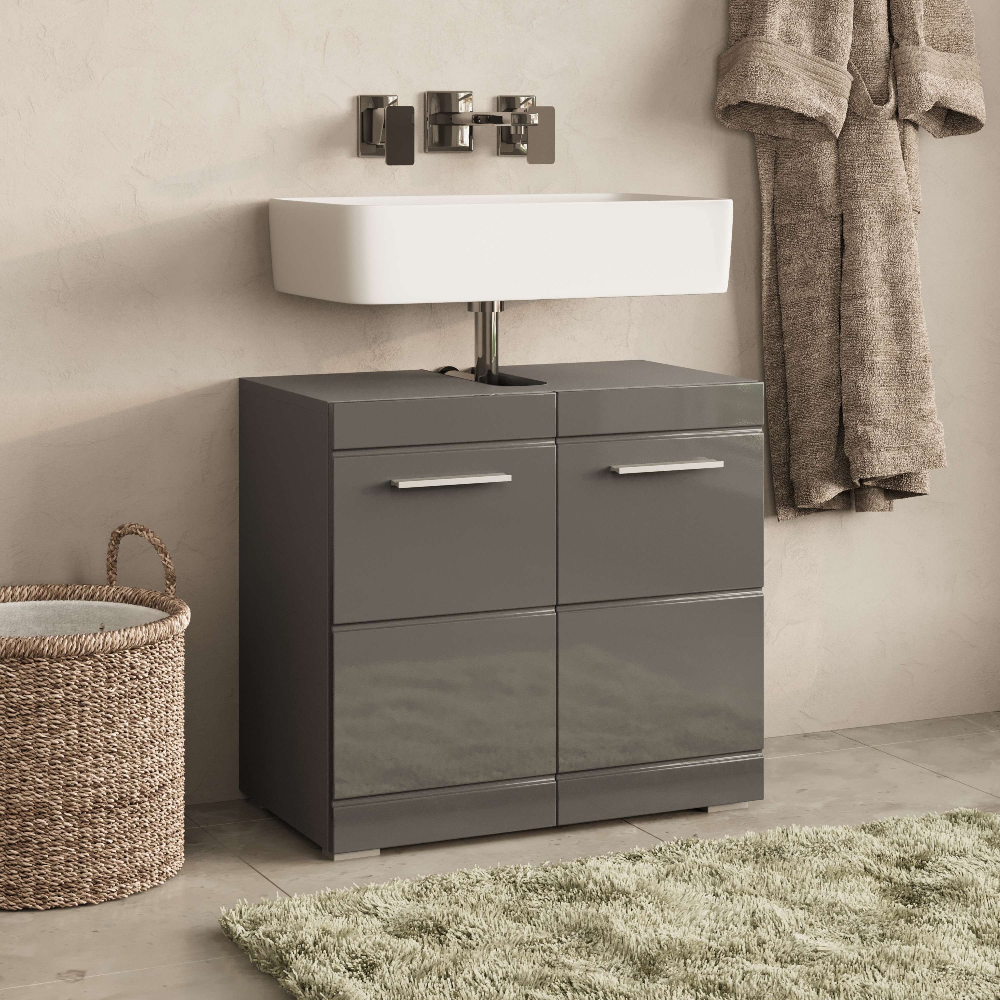 GOODproduct Waschbeckenunterschrank »Föhr« minimalistisch, zeitlos, hochglänzend