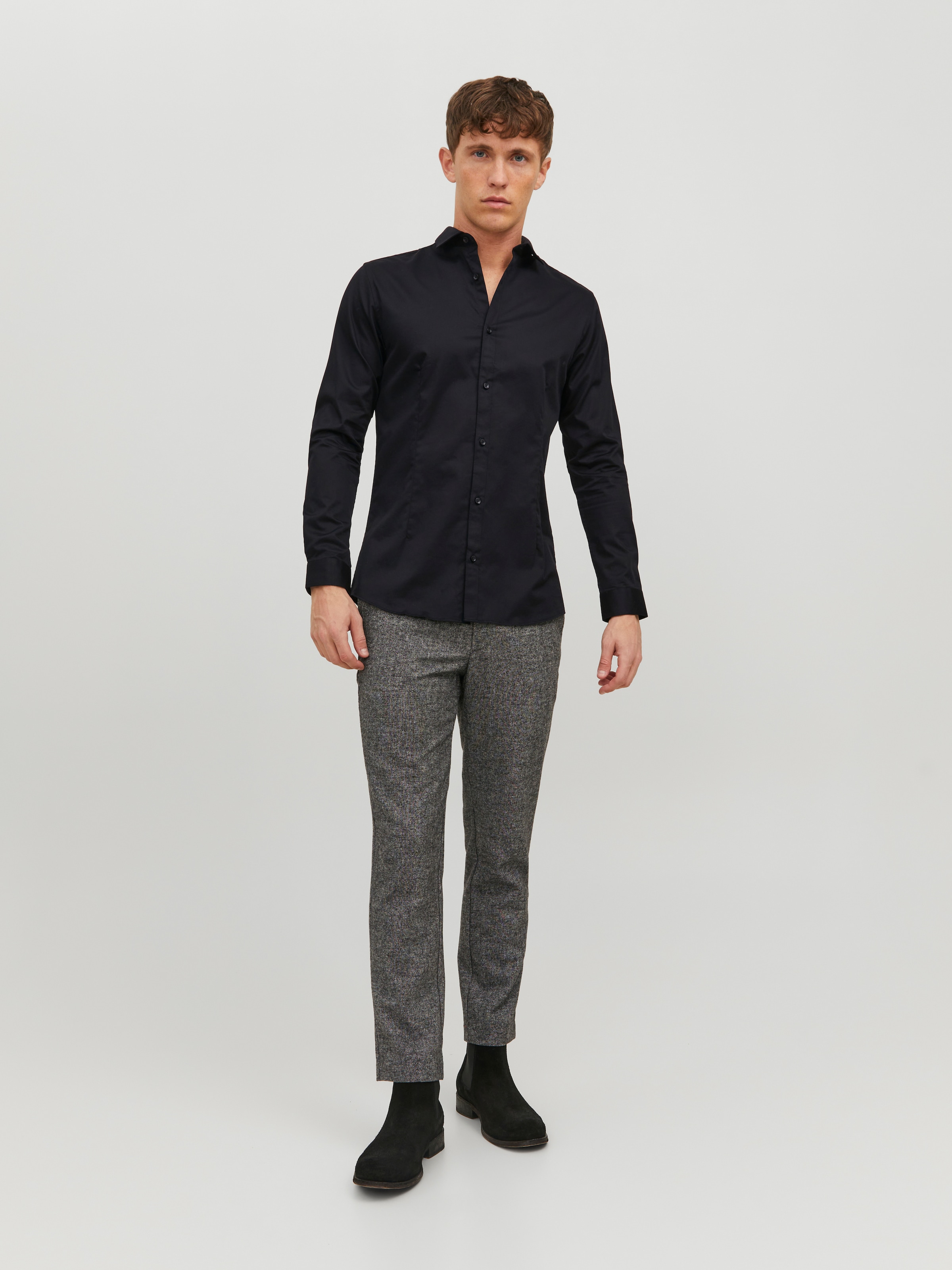 Jack & Jones Chemise d'affaires »JJPRPARMA in Skinny Fit, Stretchanteil und verstellbaren Manschetten« sehr schmal, Web, Baumwollmischung