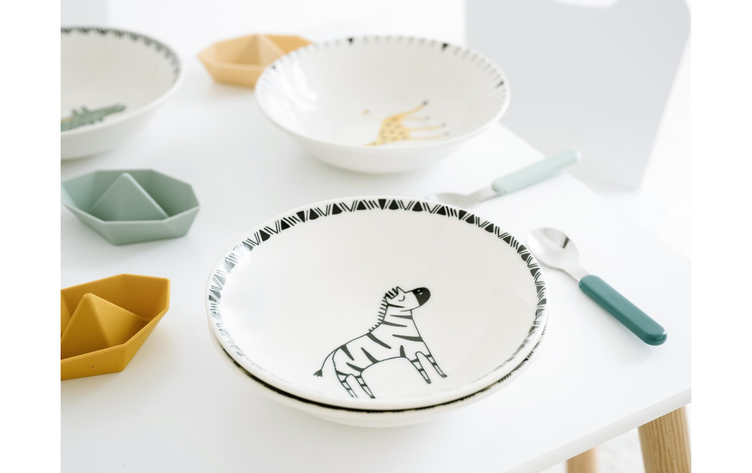 CreaTable Set de vaisselle pour enfants »Safari Steinzeug, 4-teilig«