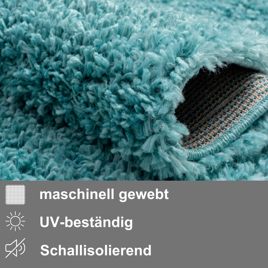 Myflair Möbel & Accessoires Hochflor-Bettumrandung »My Shaggy« Höhe 37 mm 3 Stk. tlg. Shaggy, Uni-Farben, leicht glänzend, extra flauschig, Läufer-Set