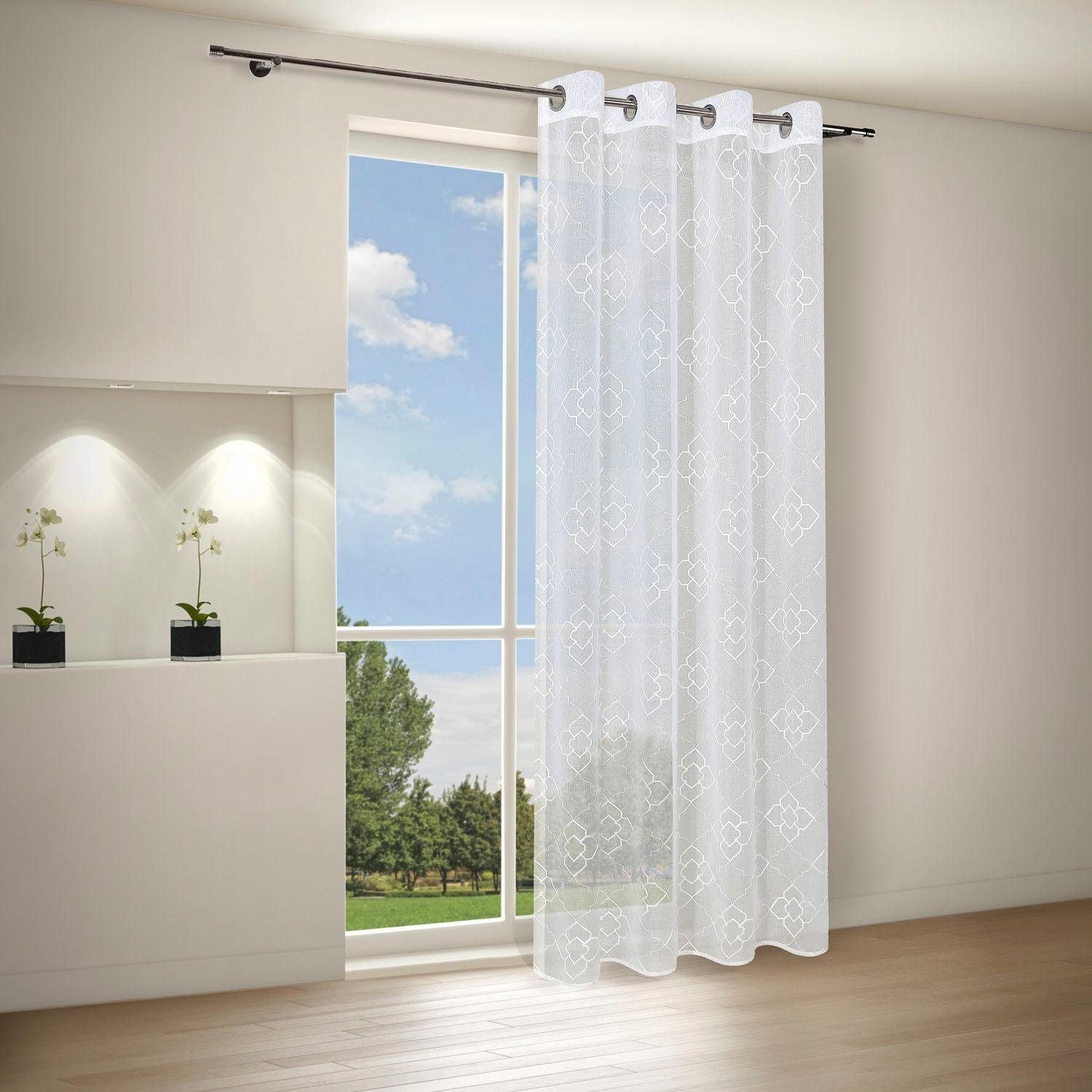 Gerster Vorhang »Debby« Ösen 1 Stk. tlg. HxB: 235x140, Ösenschal mit Allover Stickerei