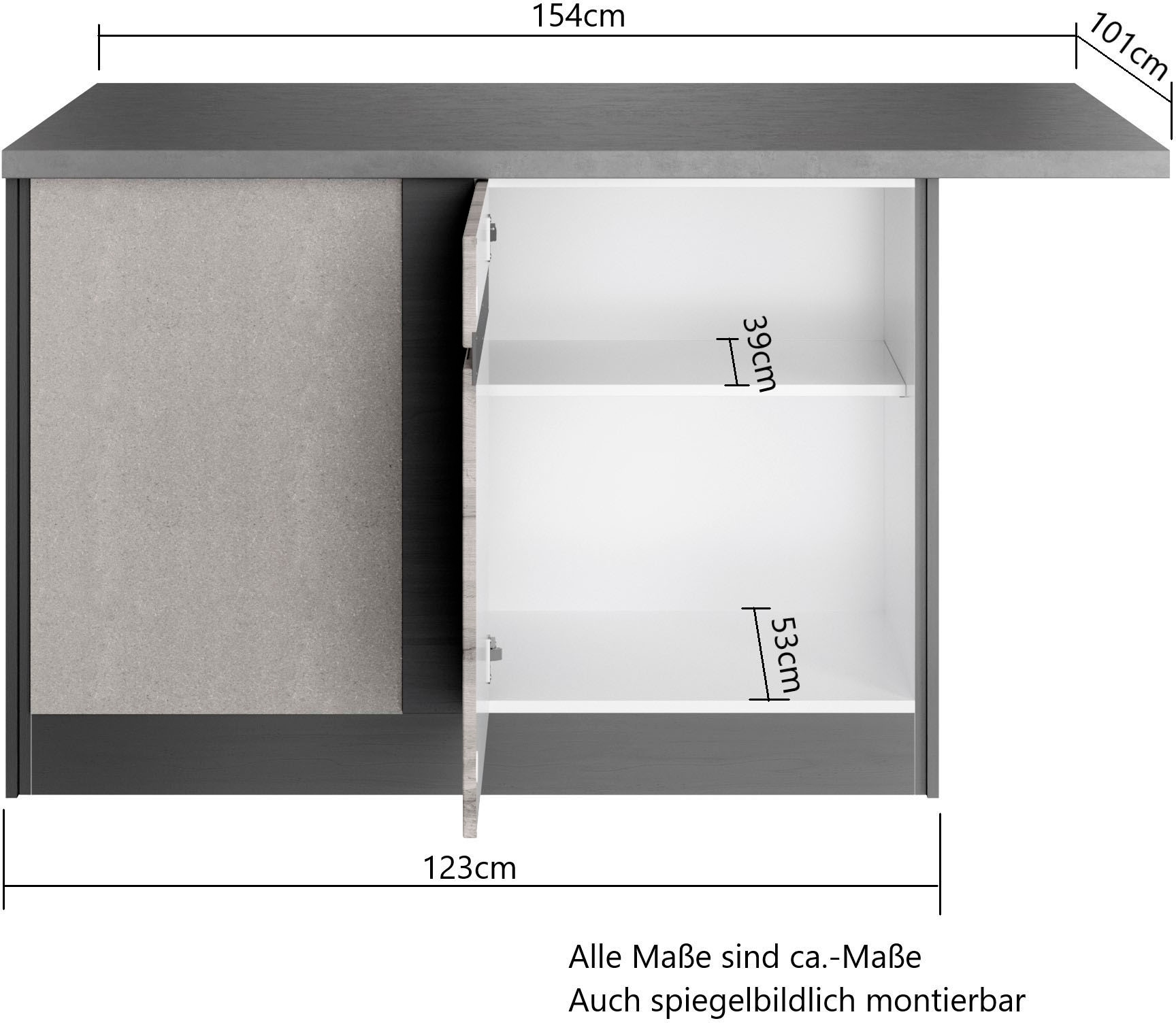 KOCHSTATION Winkelküche »KS-Riesa« Stellbreite 340x150 cm, wahlweise mit oder ohne E-Geräte
