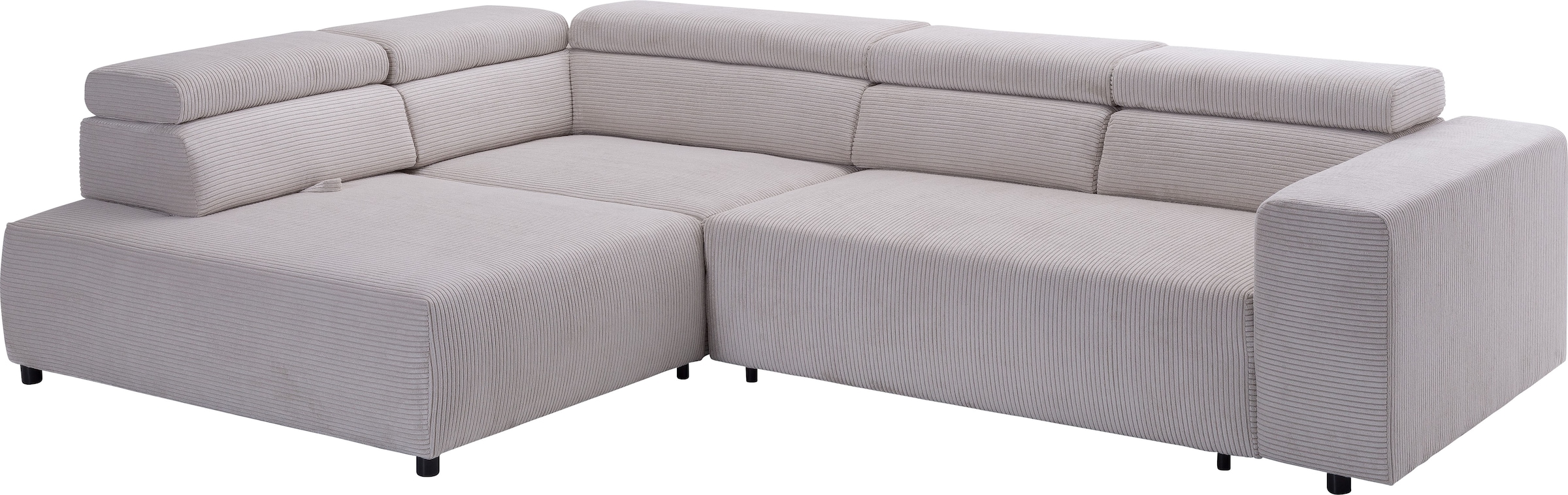 exxpo - sofa fashion Canapé d'angle »VITTORIO mit Komfortfunktionen, bequem und modern, Cord, L-Form« inkl. Kopfteil- und Sitztiefenverstellung, wahlweise mit Bettfunktion