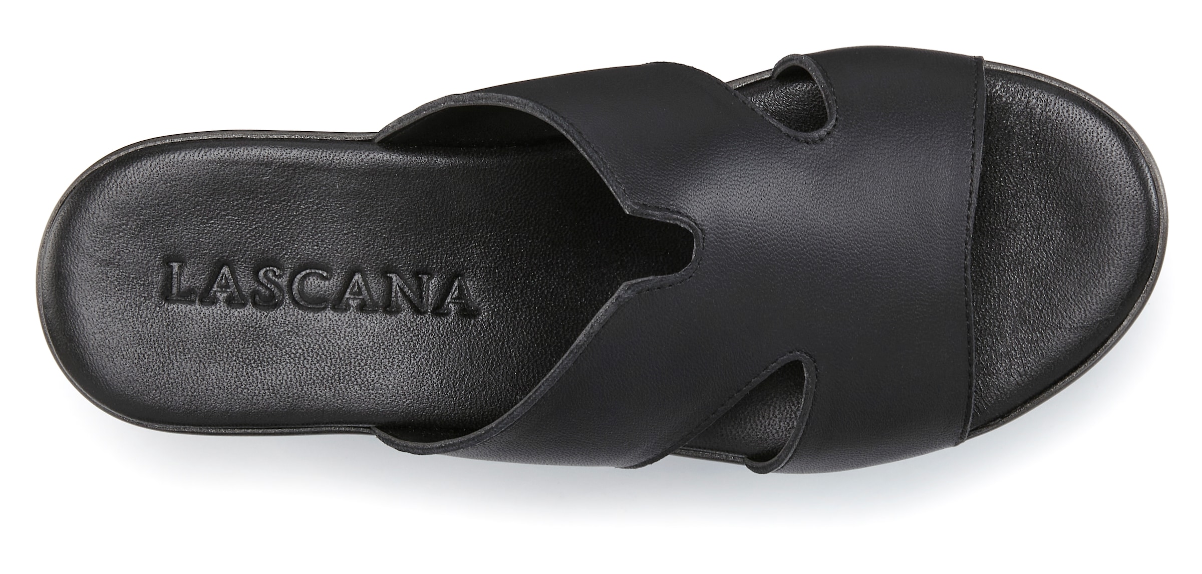 LASCANA Pantolette »Sandale, Sommerschuh, Mule, offener Schuh,«  NEU aus Leder mit Keilabsatz