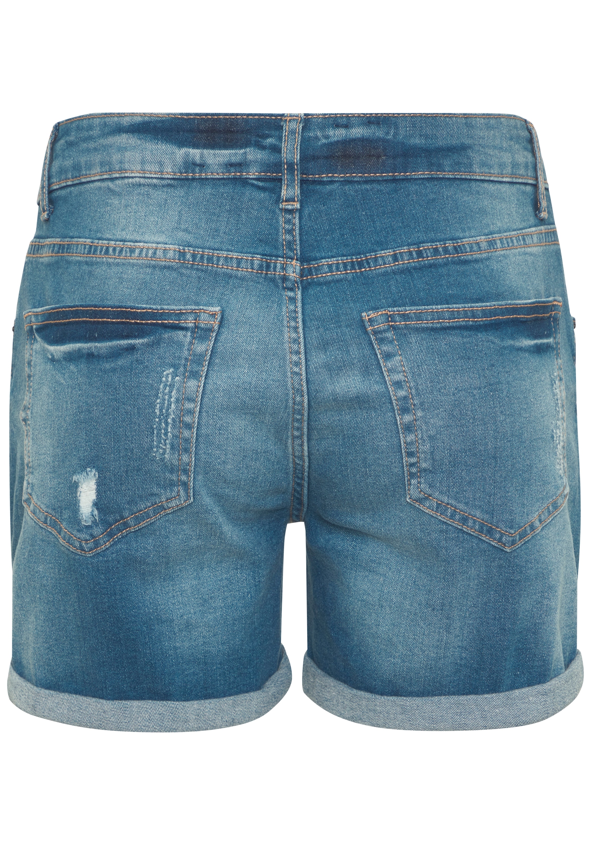 Buffalo Bermuda en jean mit Destroyed-Effekten, Shorts zum Krempeln, kurze Hose