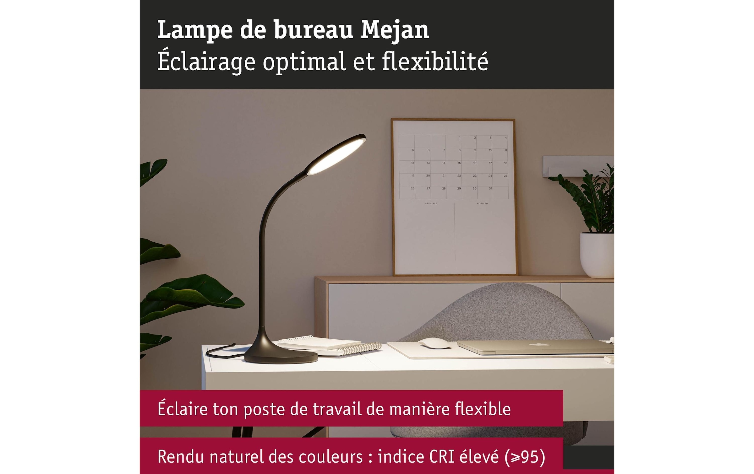 Paulmann LED Schreibtischlampe »Paulmann Schreibtischleuchte Schwarz, matt« LED-Modul warmweiss