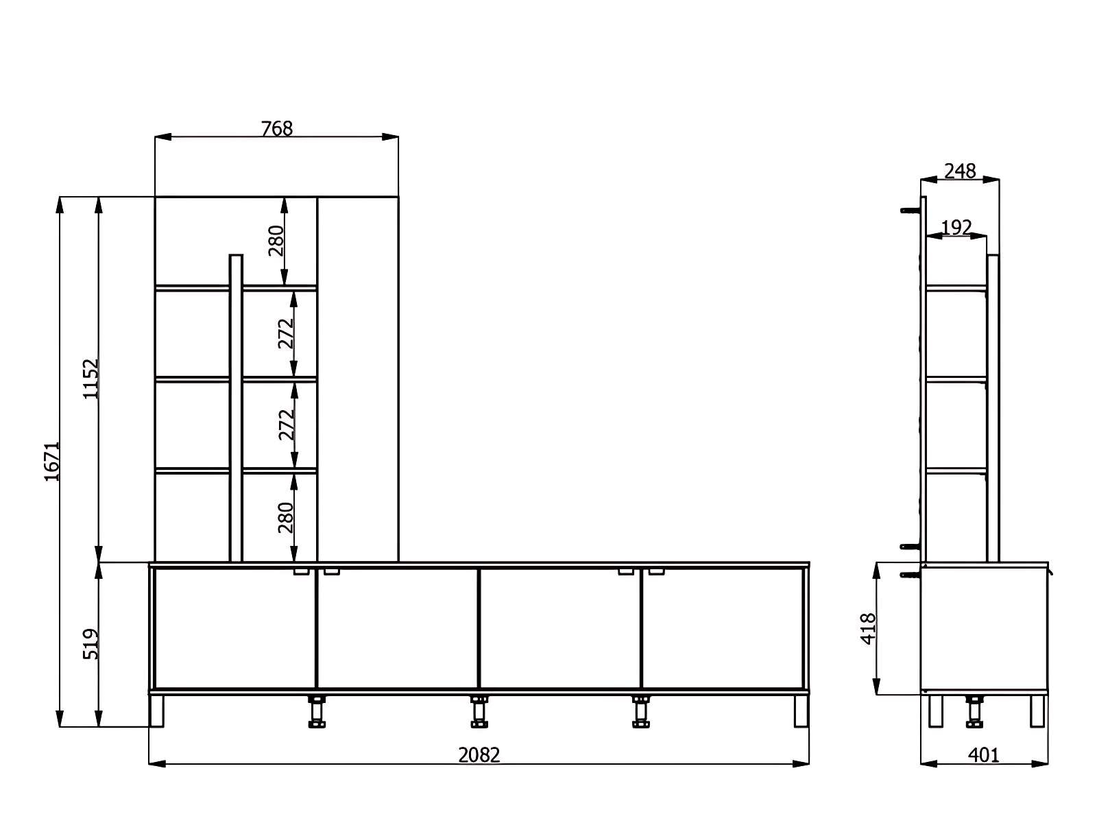 Home affaire Meuble mural »Margate inkl.TV-Board und Standregal«