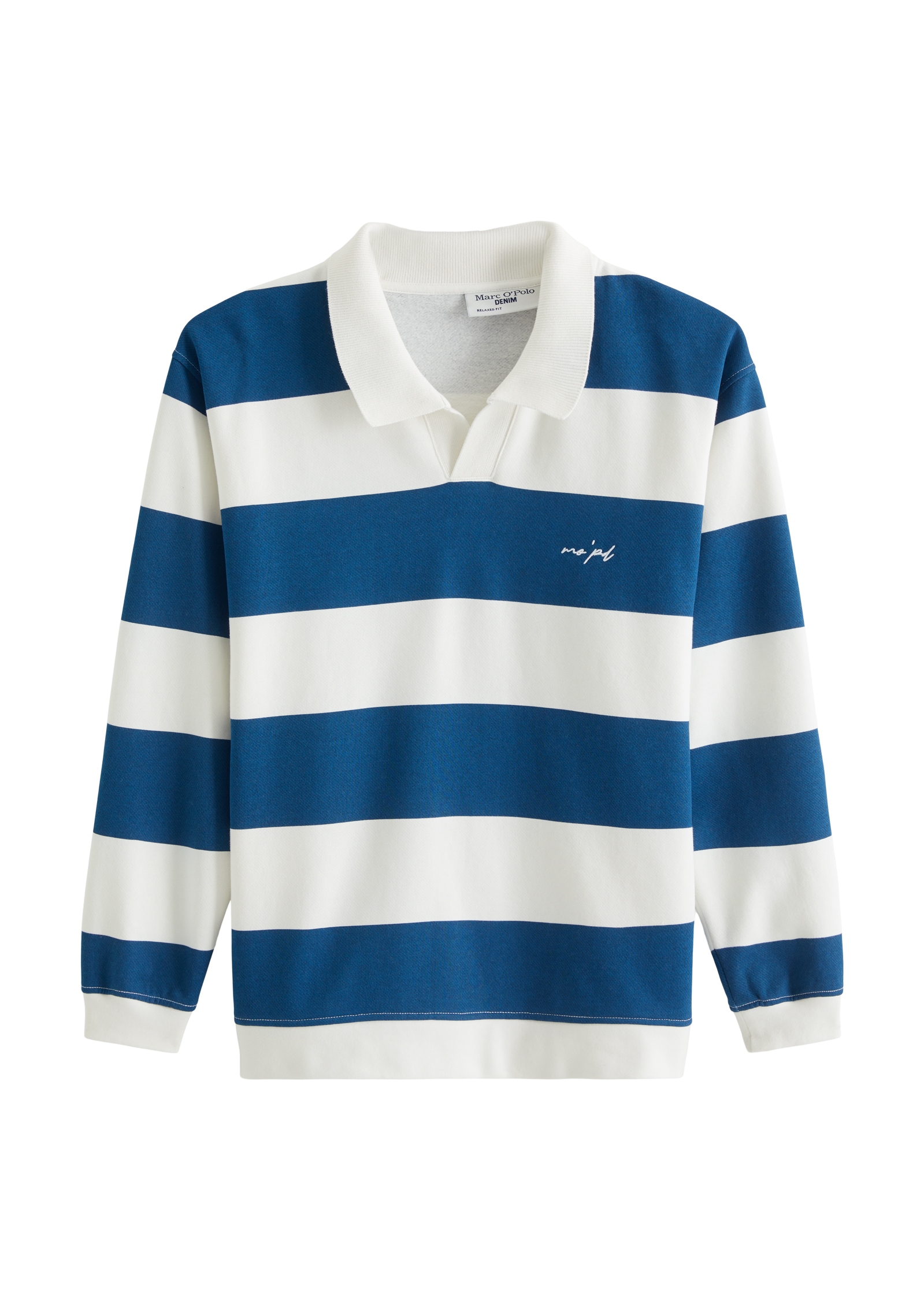 Marc O'Polo DENIM Sweatshirt »mit Polokragen«, relaxed fit mit gedrucktem Streifenmuster
