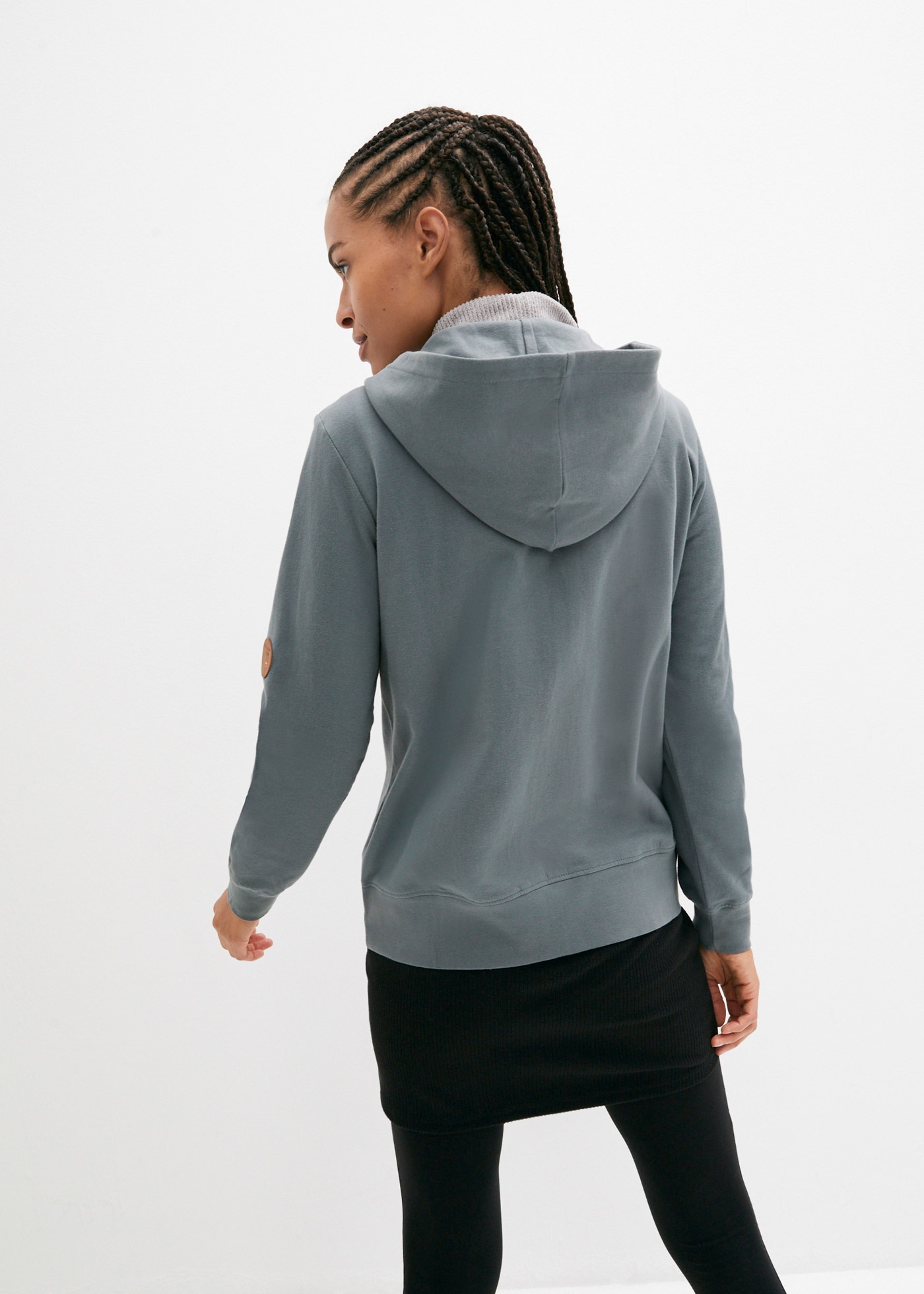 bonprix Sweat à capuche avec capuche, poches kangourou, en coton, avec fermeture éclair