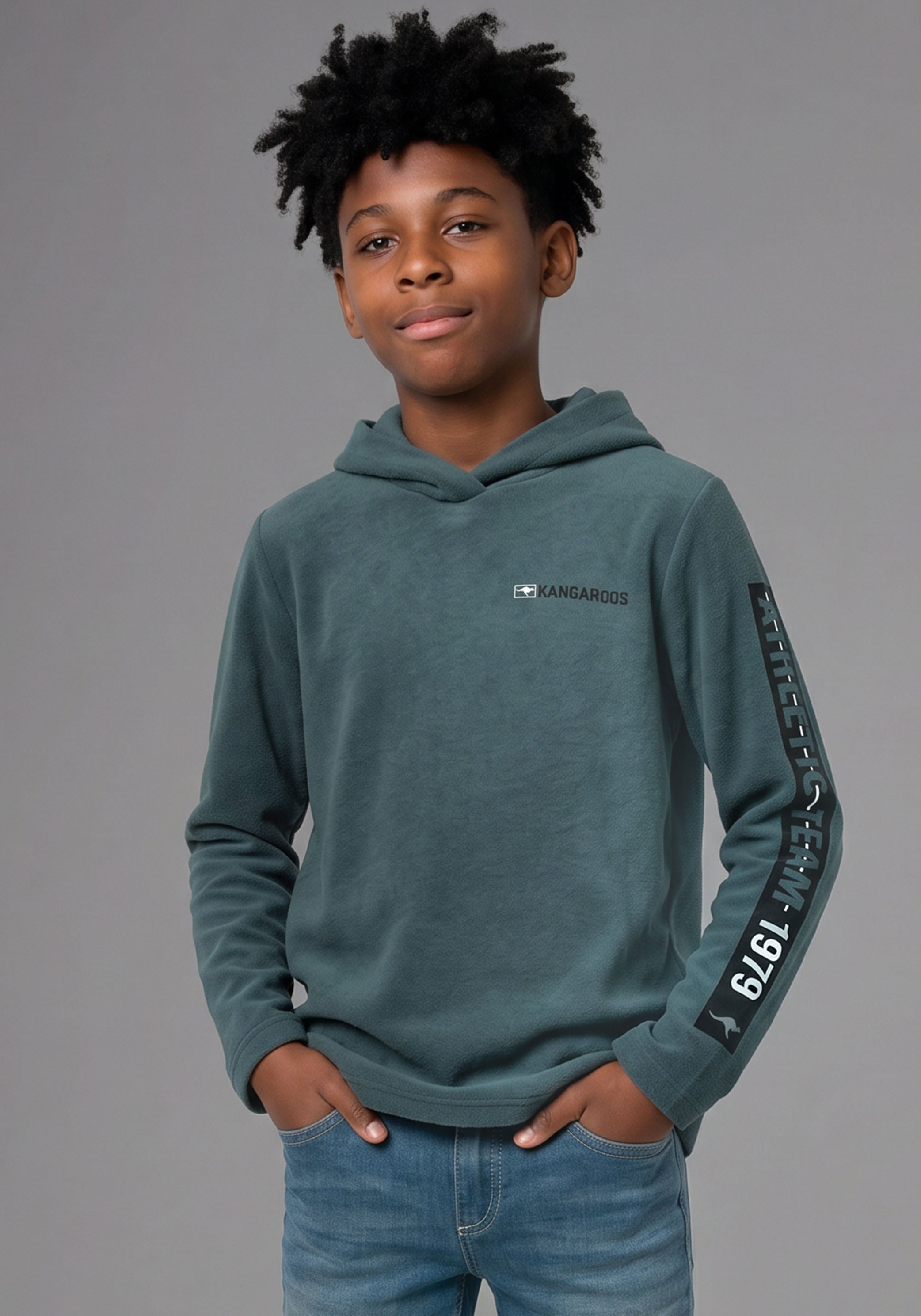 KangaROOS T-shirt à capuche »Shirt mit Ärmelprint« sweat à capuche chiné avec imprimé sur les manches