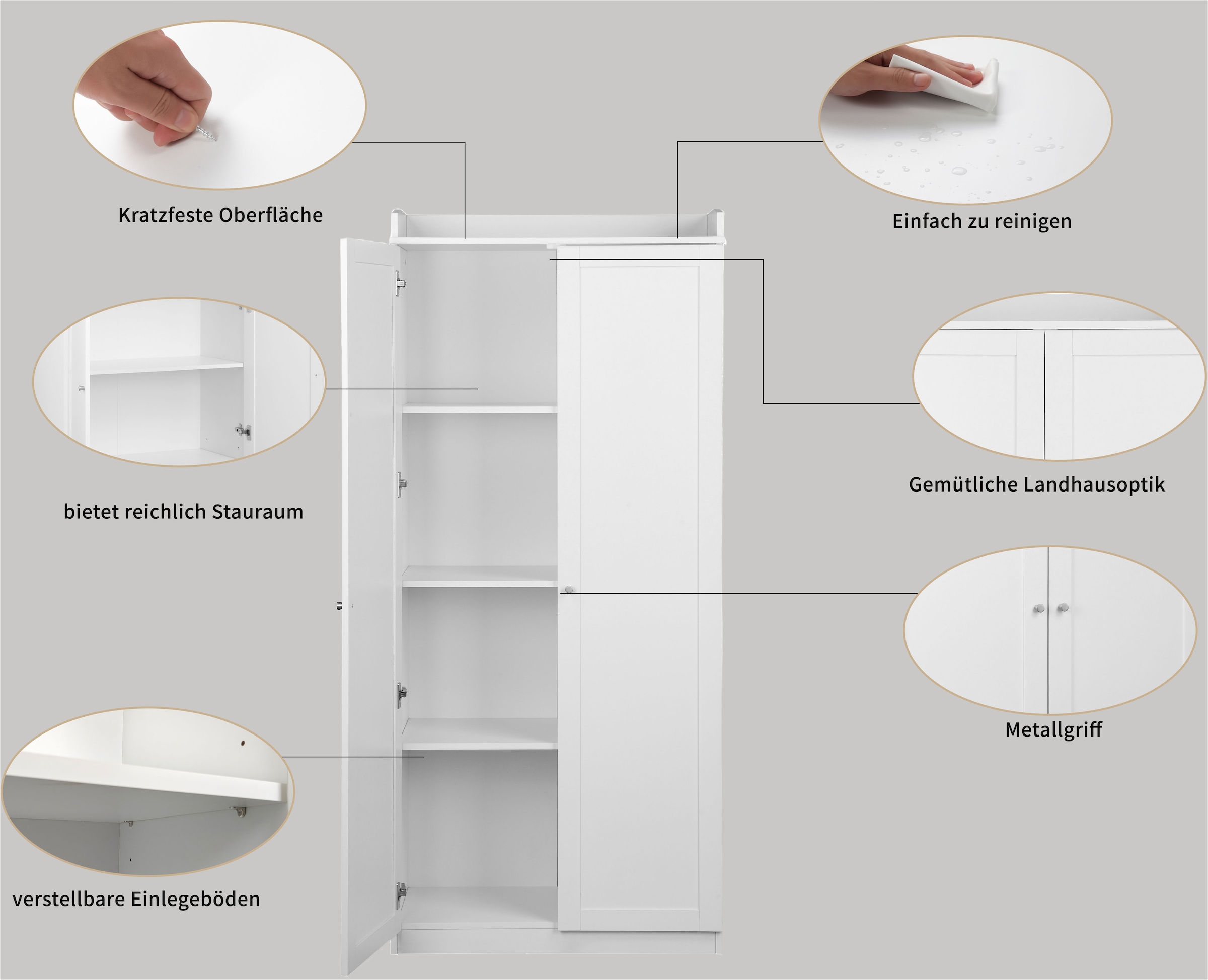 GOODproduct Aktenschrank »Aalborg« im Landhausstil,  4 Fächer mit Ordnerhöhe, umrandete Ablagefläche, Höhe 180 cm