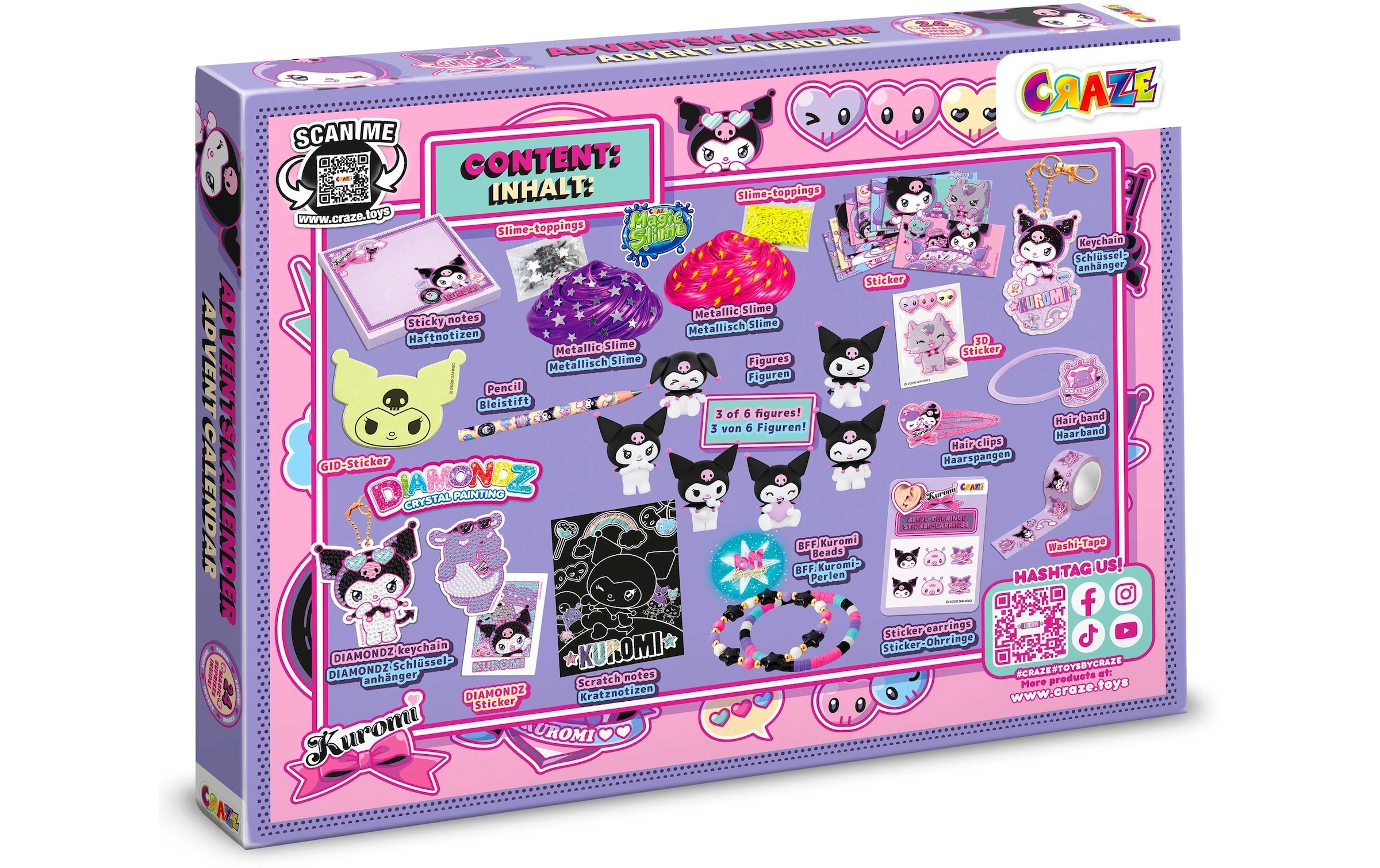 CRAZE Jouet calendrier de l'Avent »Adventskalender Kuromi mit Accessoires und Spielzeug«