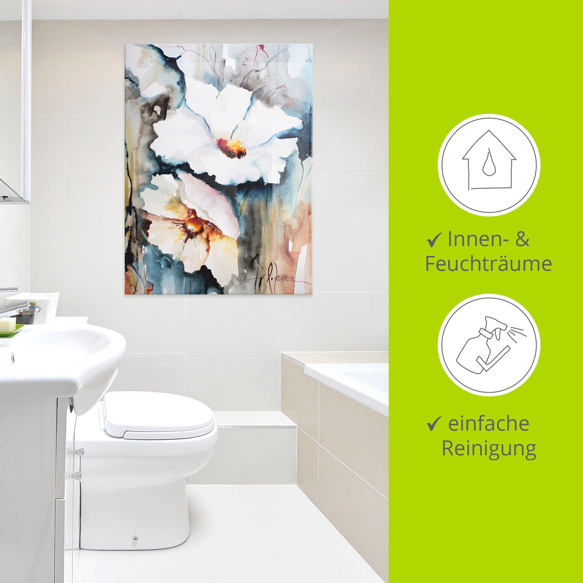 Artland Glasbild »Aquasblüten II« Blumen 1 Stk. tlg. in verschiedenen Grössen