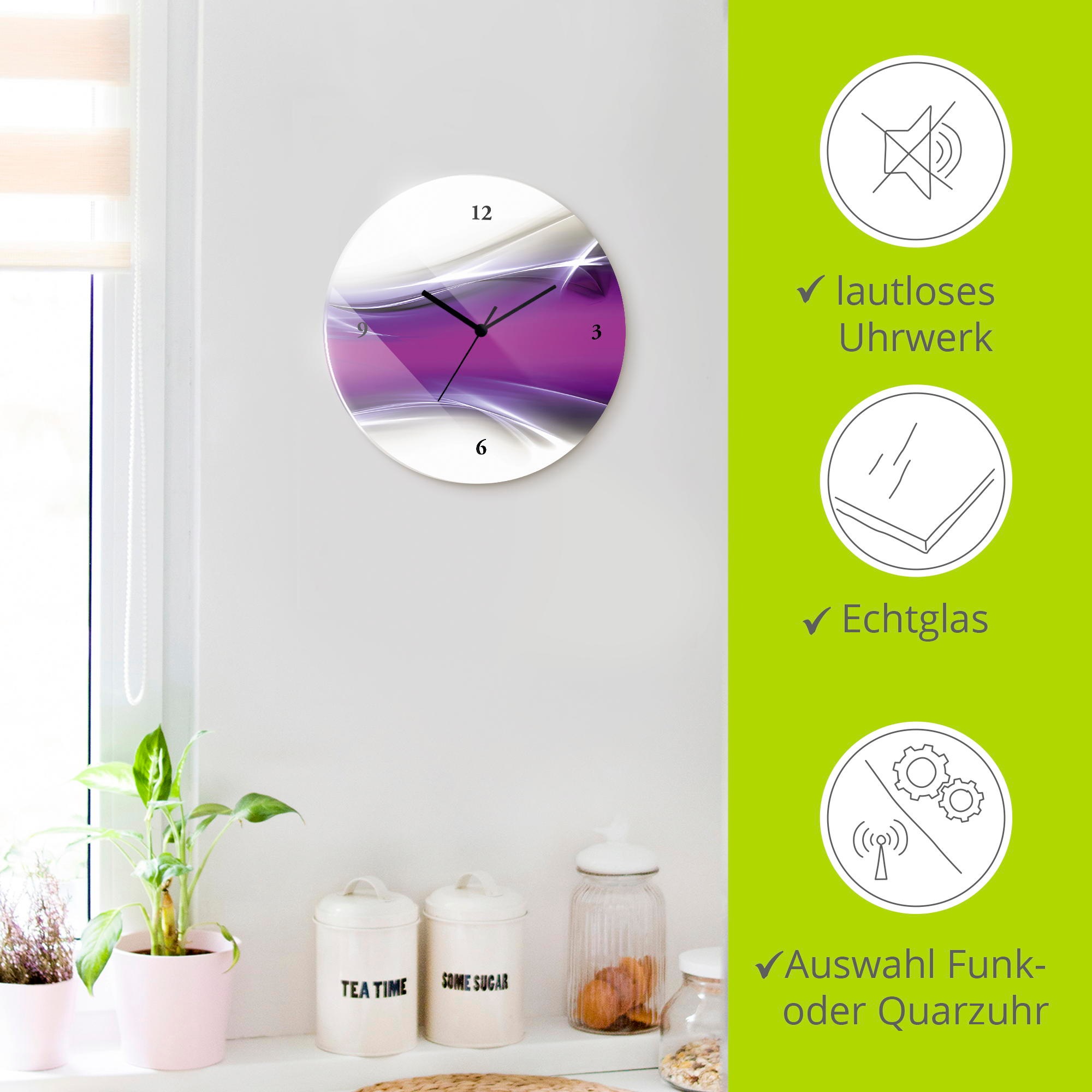 Artland Wanduhr »Kreatives Element« wahlweise mit  Quarz- oder Funkuhrwerk, lautlos ohne Tickgeräusche