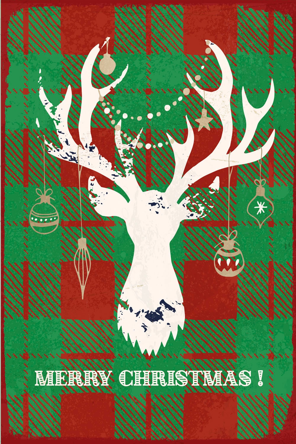 queence Metallbild »Merry Christmas Reindeer« Schriftzug | Schriftzüge | Tiere | Weihnachten | Weihnachtsbaumkugeln 1 Stk. tlg. Stahlschilder