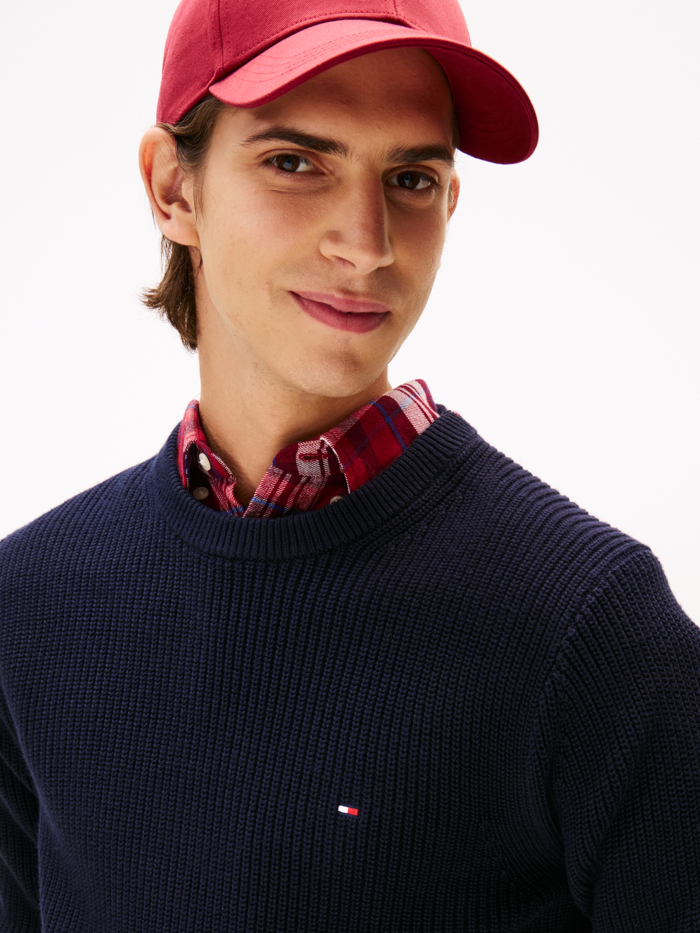 Tommy Hilfiger Pull à col rond »RWB RIB CREW NECK« mit Kontrast-Details