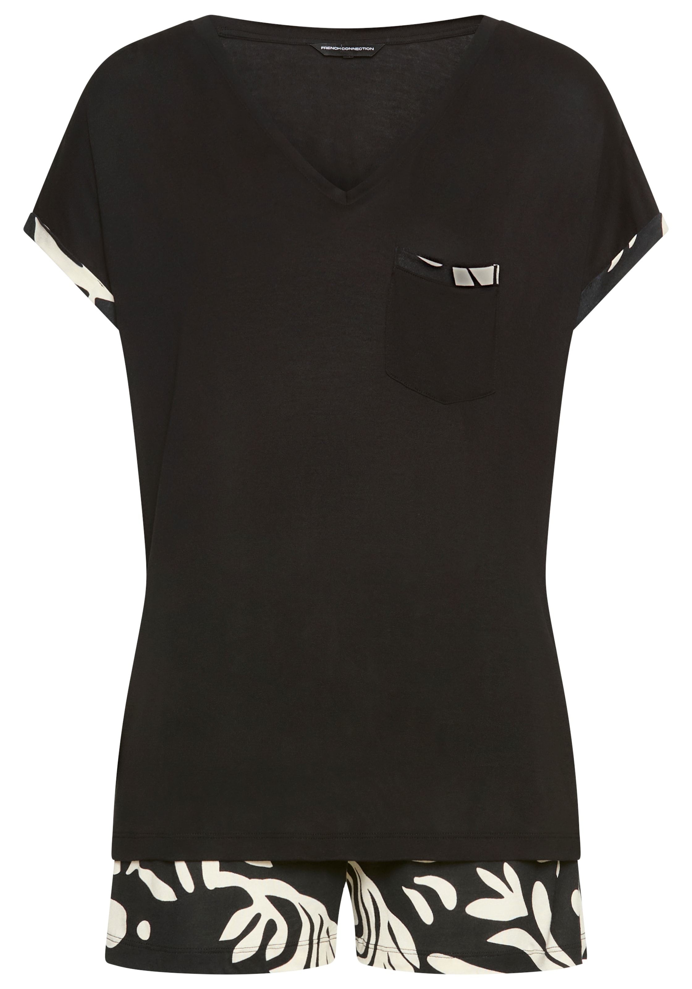 French Connection Shorty Ensemble, 2 im zeitlosen Schwarz-Weiss-Look