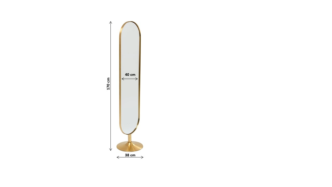 Kare Design Miroir mural »Standspiegel Curve Brass 40x170cm«
