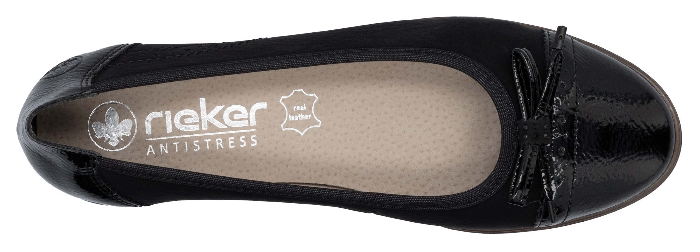 Rieker Ballerine  , Loafer, Schlupfschuh, Flats, Slipper, Businessschuh mit Schleifchen