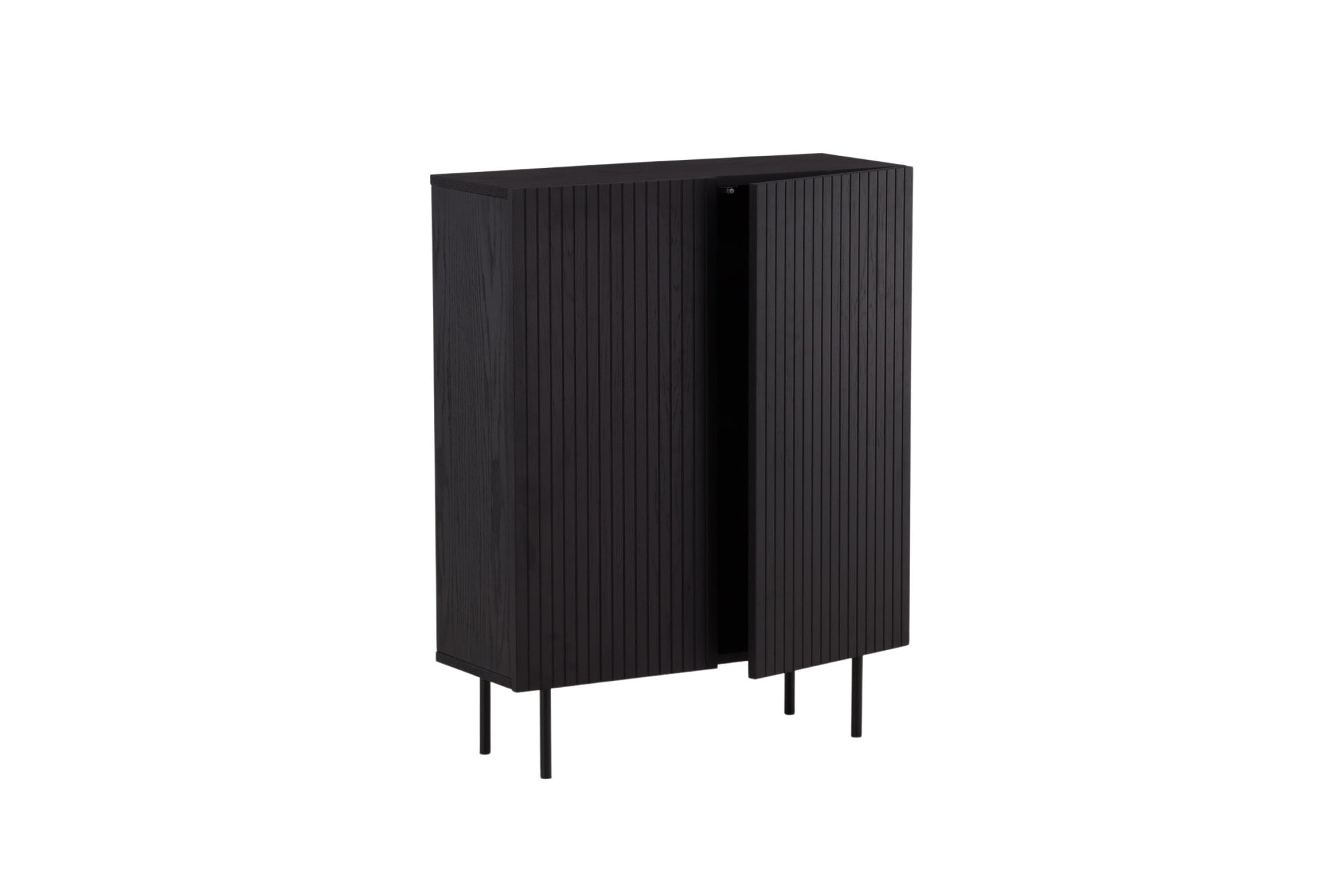 Venture Home Armoire à provisions »Björkön, Stauraumschrank, geriffelt, Höhe 103 cm« Armoire haute, MDF, façades rainurées, pieds en acier, style scandinave