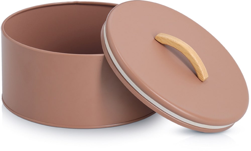 Zeller Present Aufbewahrungsbox »2400 ml, Metall/Gummibaum, mocca« Trendfarbe, Holzgriff, Aromaschutz