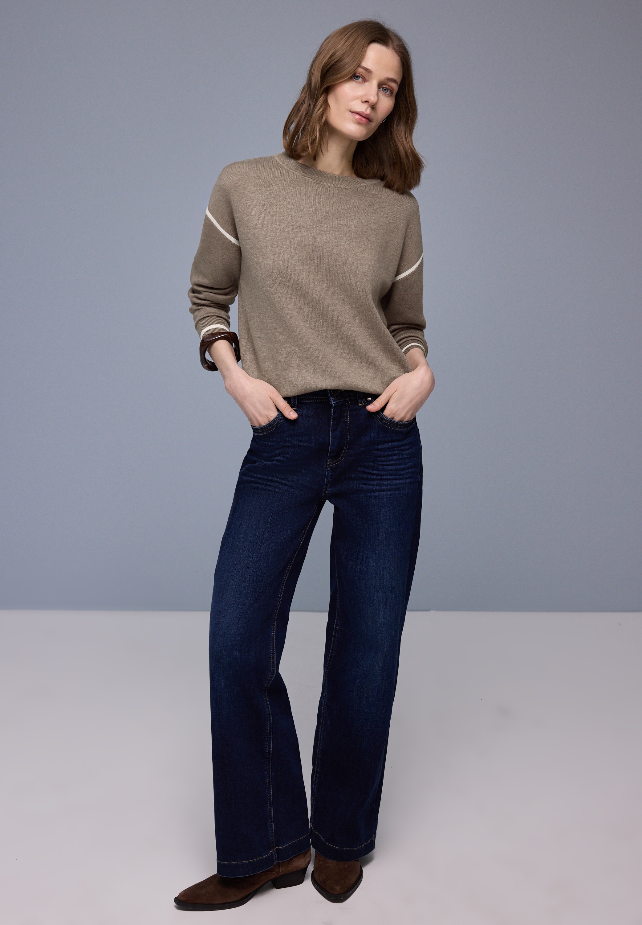 STREET ONE Pull en tricot mit Kontrastdetails