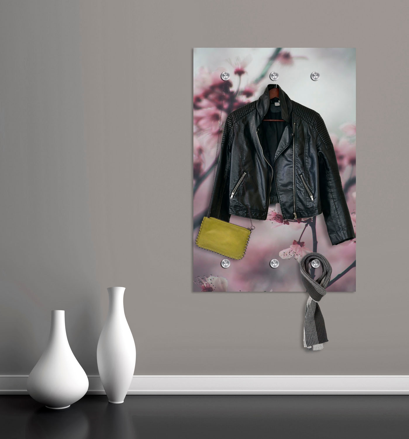 queence Barre de penderie »Blumen« mit 6 Haken, 80 x 120 cm