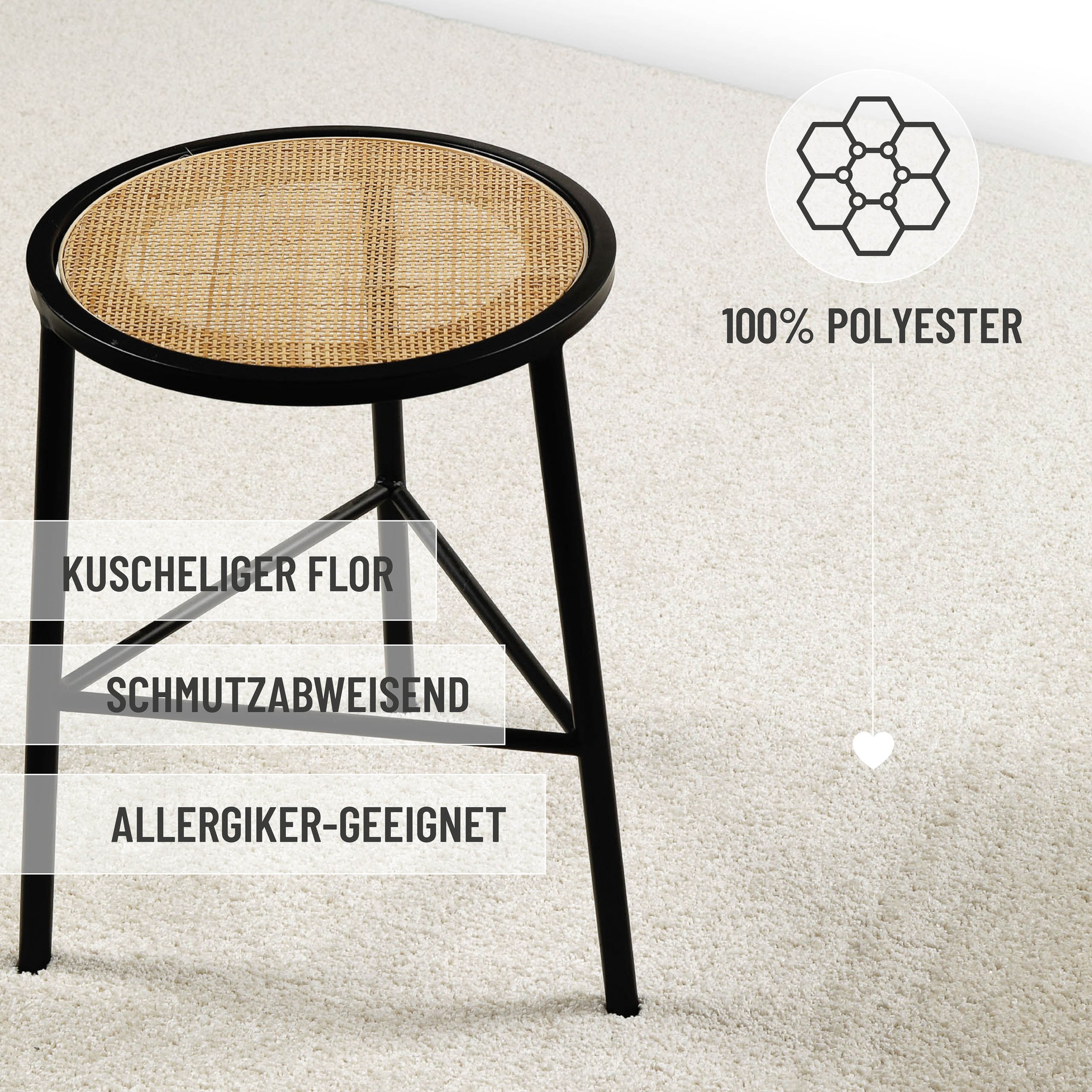 Wecon home Basics Tapis à poils longs »Nova, auch als Läufer, auch quadratisch« Rectangulaire 25 mm Höhe Shaggy gewebt, Läufer, robust, Wohnzimmer, Schlafzimmer