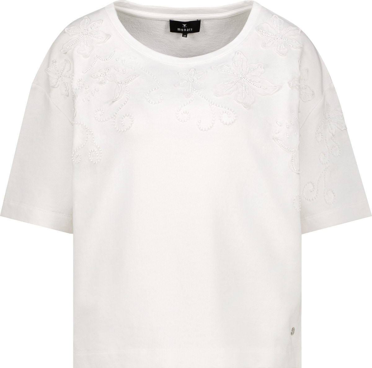Monari Sweat-shirt »Sweatshirt Perlenschmuck«, Regular fit mit Blumenstickerei
