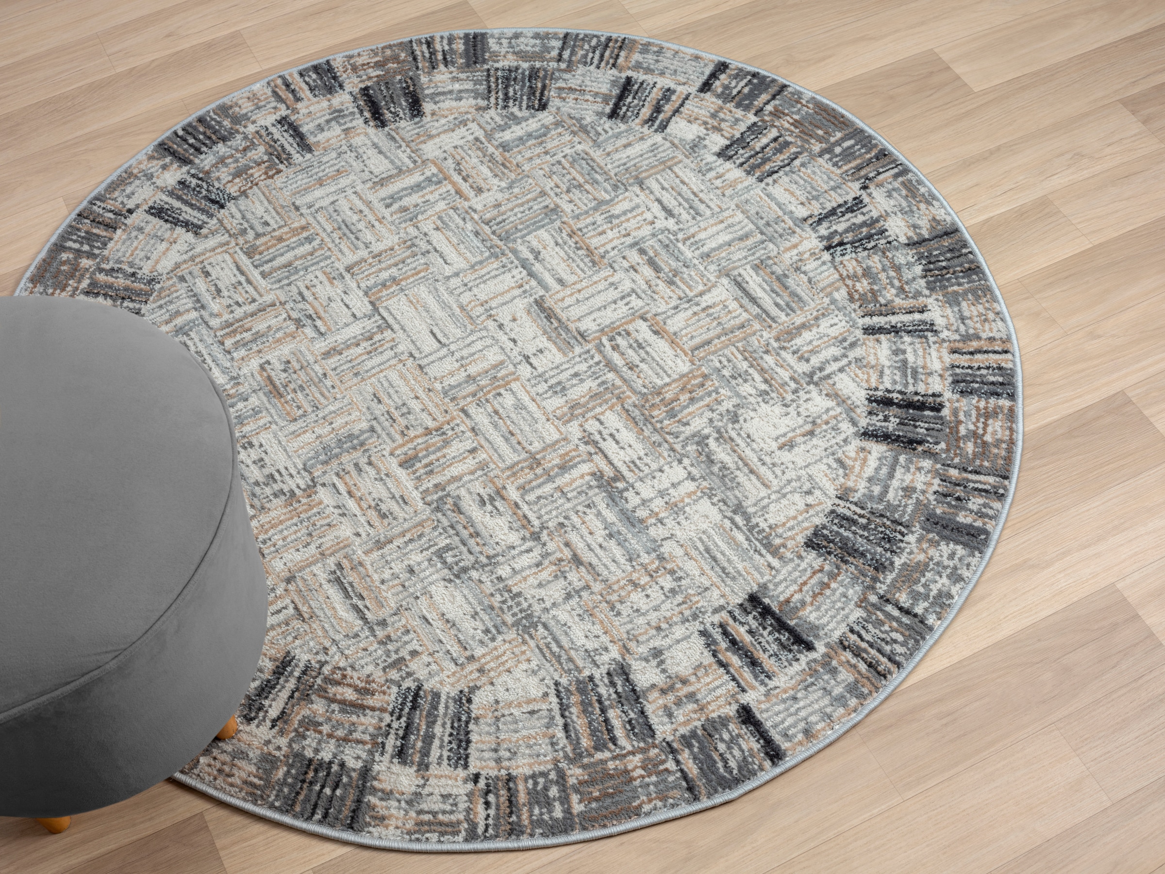 GOODproduct Teppich »Yasmin« rund 8 mm Höhe Kurzflor, modernes Design, mit Bordüre, pflegeleicht, Wohnzimmer