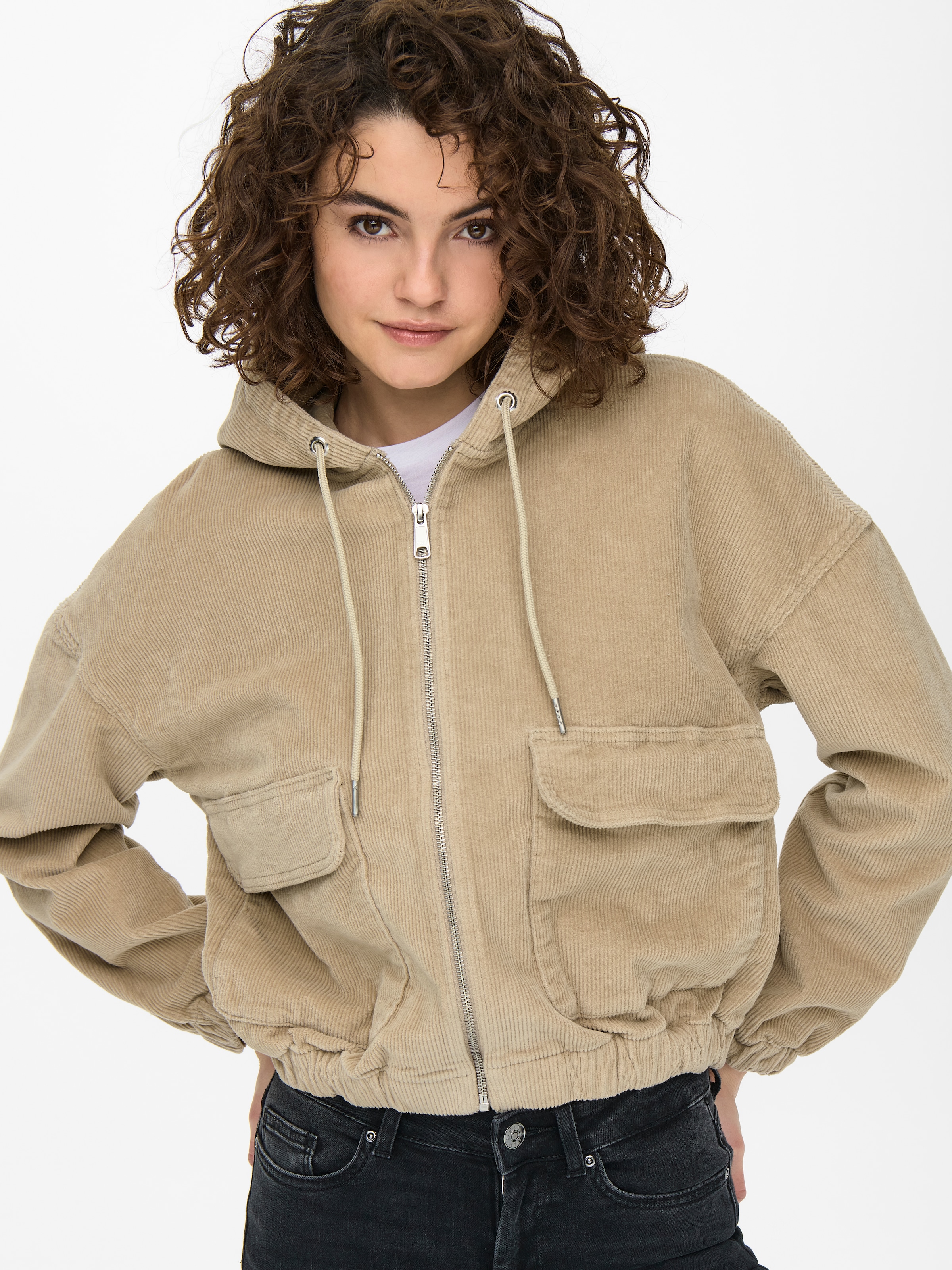 ONLY Cordjacke »ONLKENZIE L/S CORD JACKET PNT NOOS« mit Kapuze Baumwollmischung, Kapuze mit Kordelzug