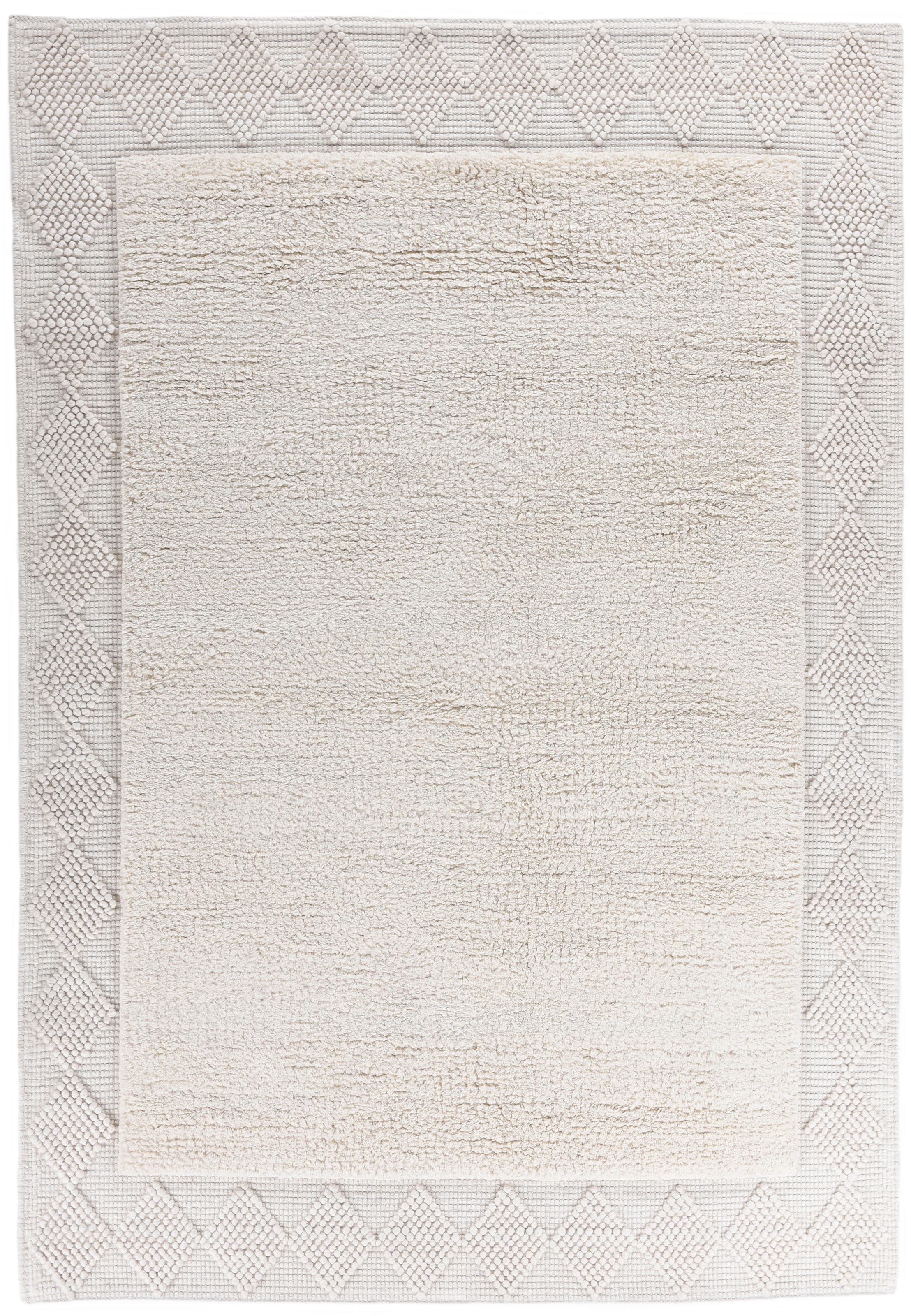 THEKO Tapis en laine »Bergen - 630« Rectangulaire 5 mm Höhe Handweb Teppich, reine Wolle, handgewebt, Scandi Design, mit Bordüre