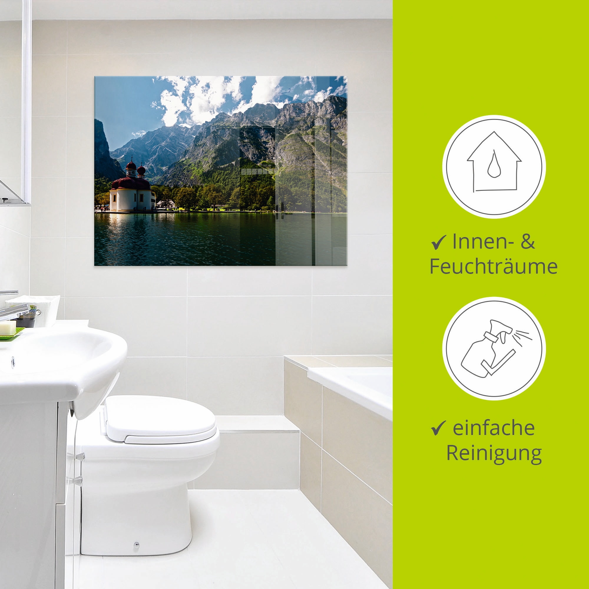 Artland Glasbild »St. Bartholomä Königssee I« Berge 1 Stk. tlg. in verschiedenen Grössen