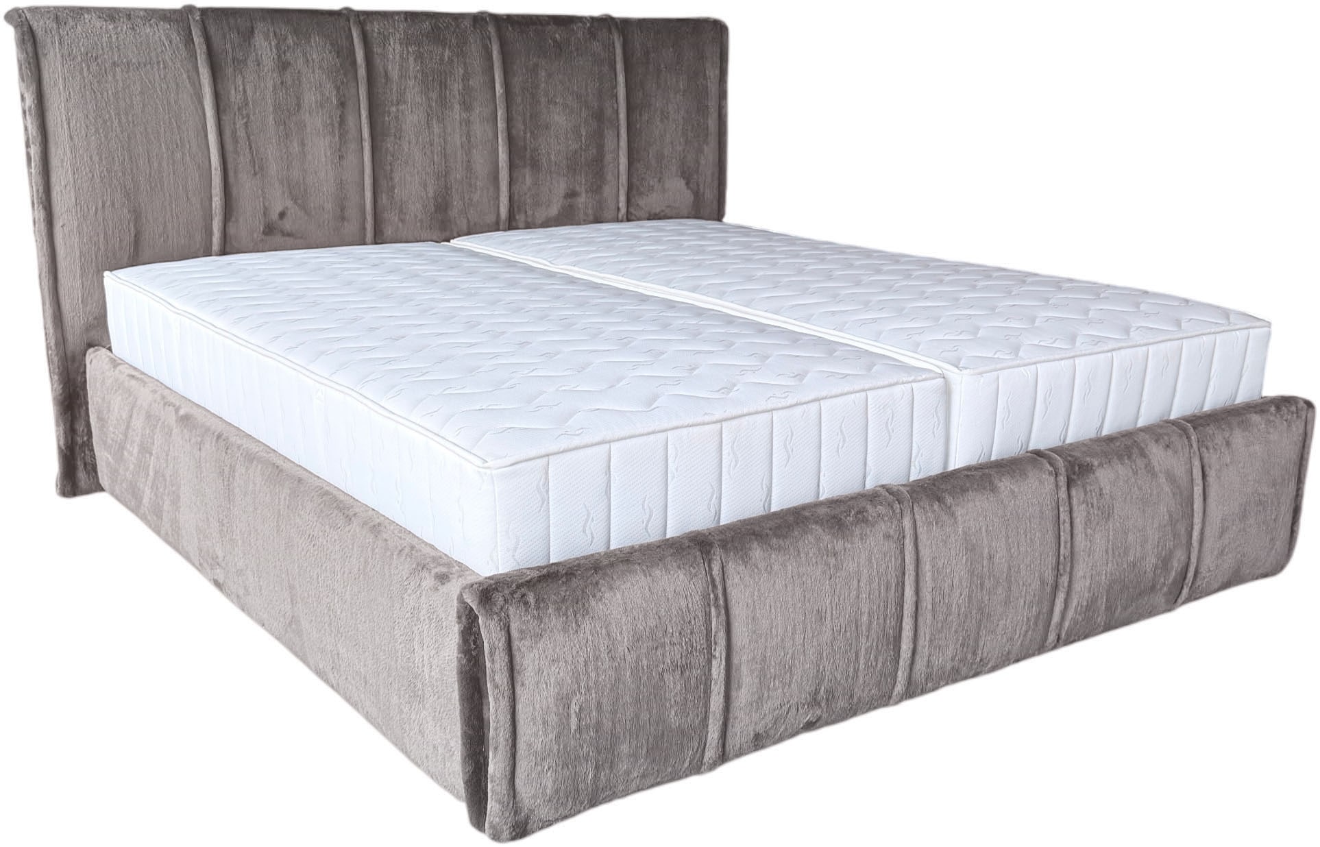 GOODproduct Lit rembourré »EVELLINA in der Grösse 180x200 cm, mit flauschigem Stoff bezogen« au choix avec sommier à lattes et matelas King (28cm)