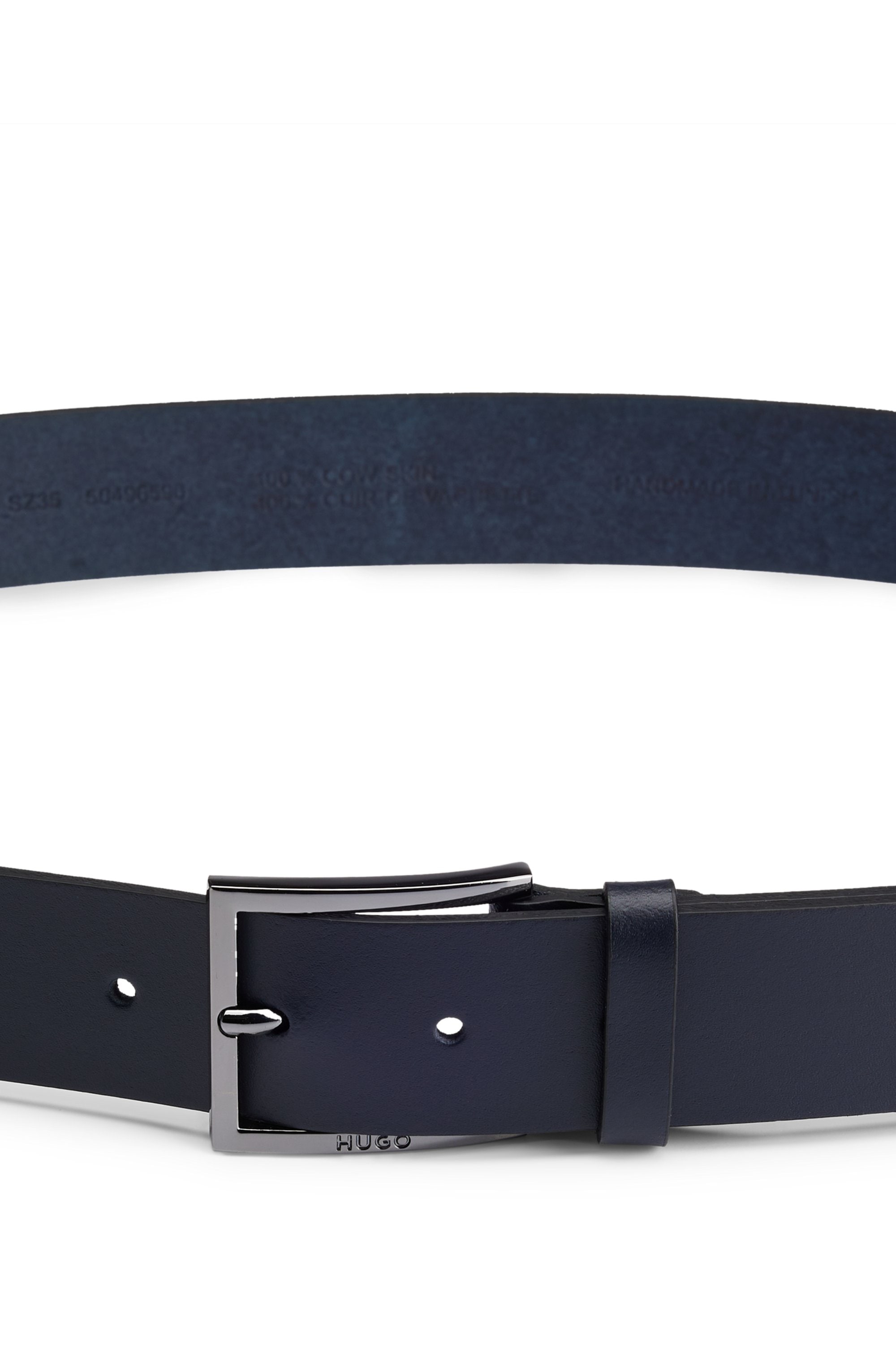 HUGO Ceinture en cuir »Geek_Sz35« mit kontrastfarbenen Nähten und dezenter Metallschliesse